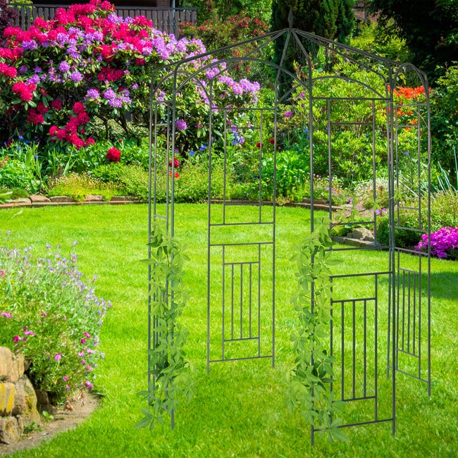 Relaxdays treillis de jardin, métal, lot de 3, à planter, support pour  plantes grimpantes, 122x31 cm, jardin, noir