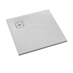 Plato de ducha en acrílico Blanco 80x80x4 cm - Rejilla Lineal Cromada -  WHITENESS II