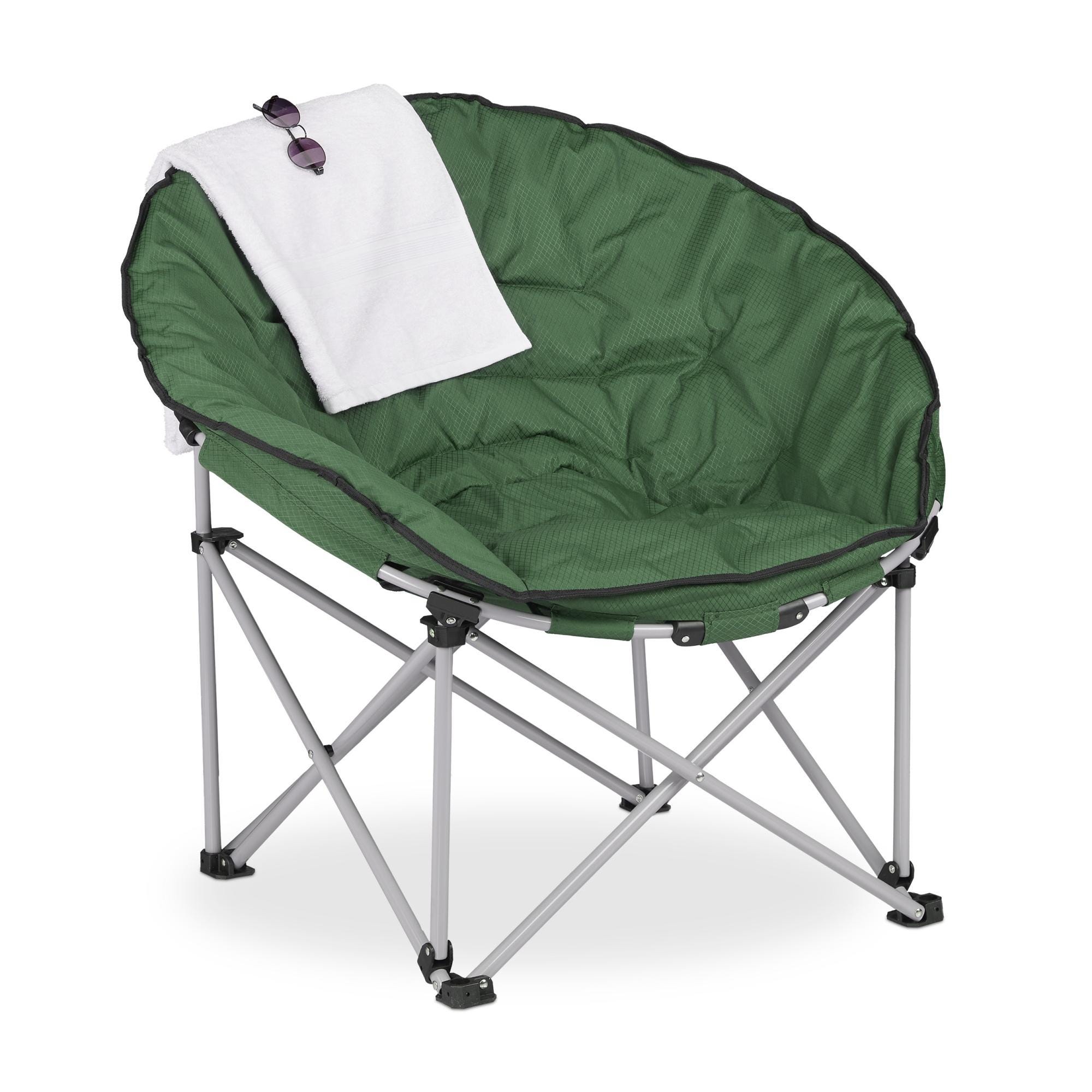 Fauteuil De Camping Pliant Avec Repose-pieds - Dossier Haut Réglable 7 Positions, Anthracite, Charge 120 Kg