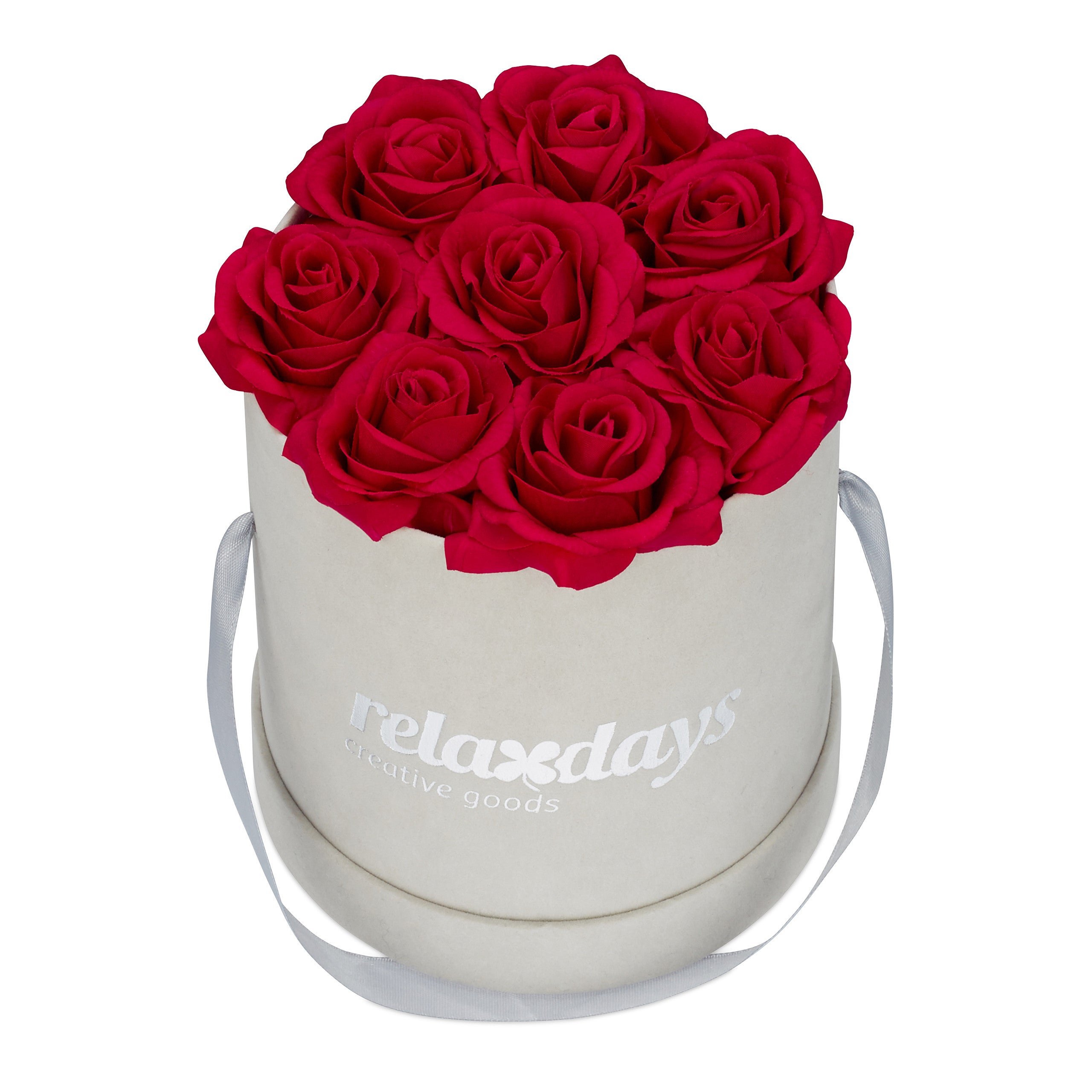 Relaxdays Boîte à roses ronde, 8 roses, Bac à roses noir, conservable 10  ans, Idée cadeau, blanc