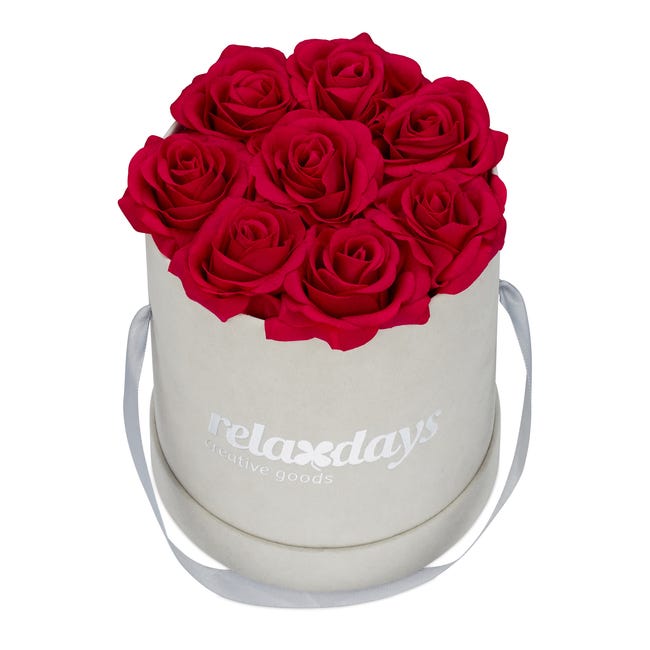 Relaxdays Boîte à roses ronde, 8 roses, Bac à roses gris, conservable 10  ans, Idée cadeau, rouge | Leroy Merlin