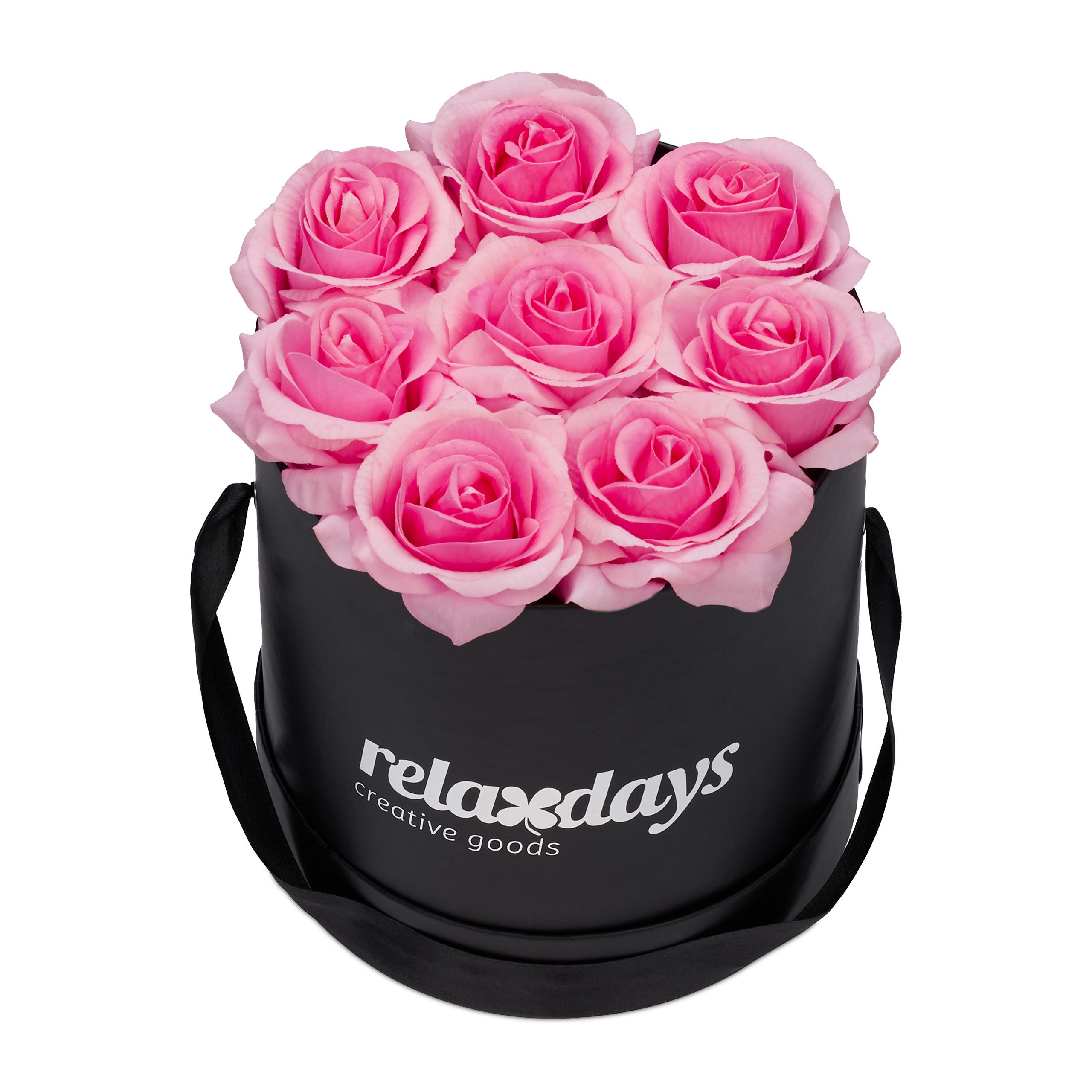 Relaxdays Boîte à roses ronde, 8 roses, Bac à roses noir, conservable 10  ans, Idée cadeau, rose