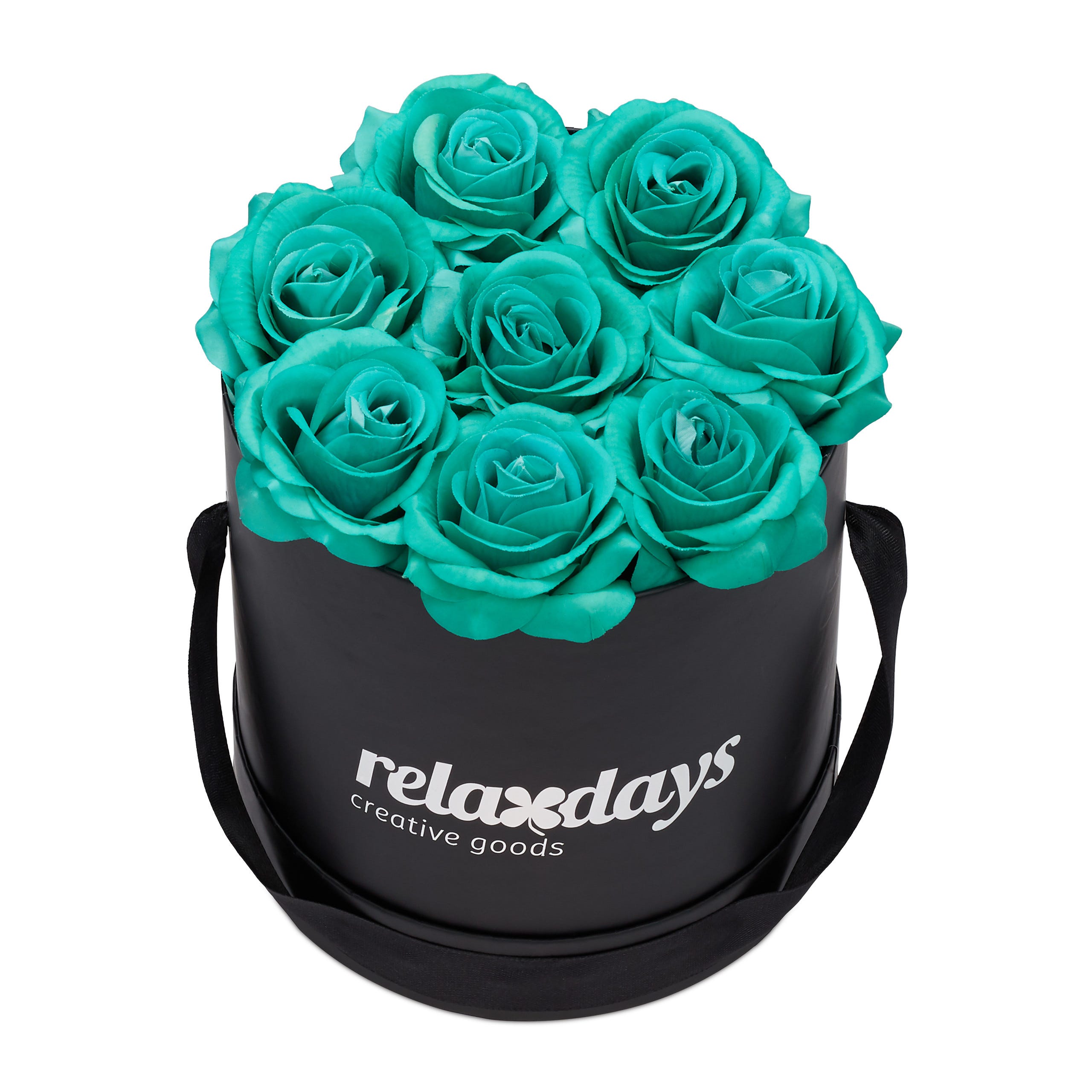 Relaxdays Boîte à roses ronde, 8 roses, Bac à roses noir, conservable 10  ans, Idée cadeau, rose