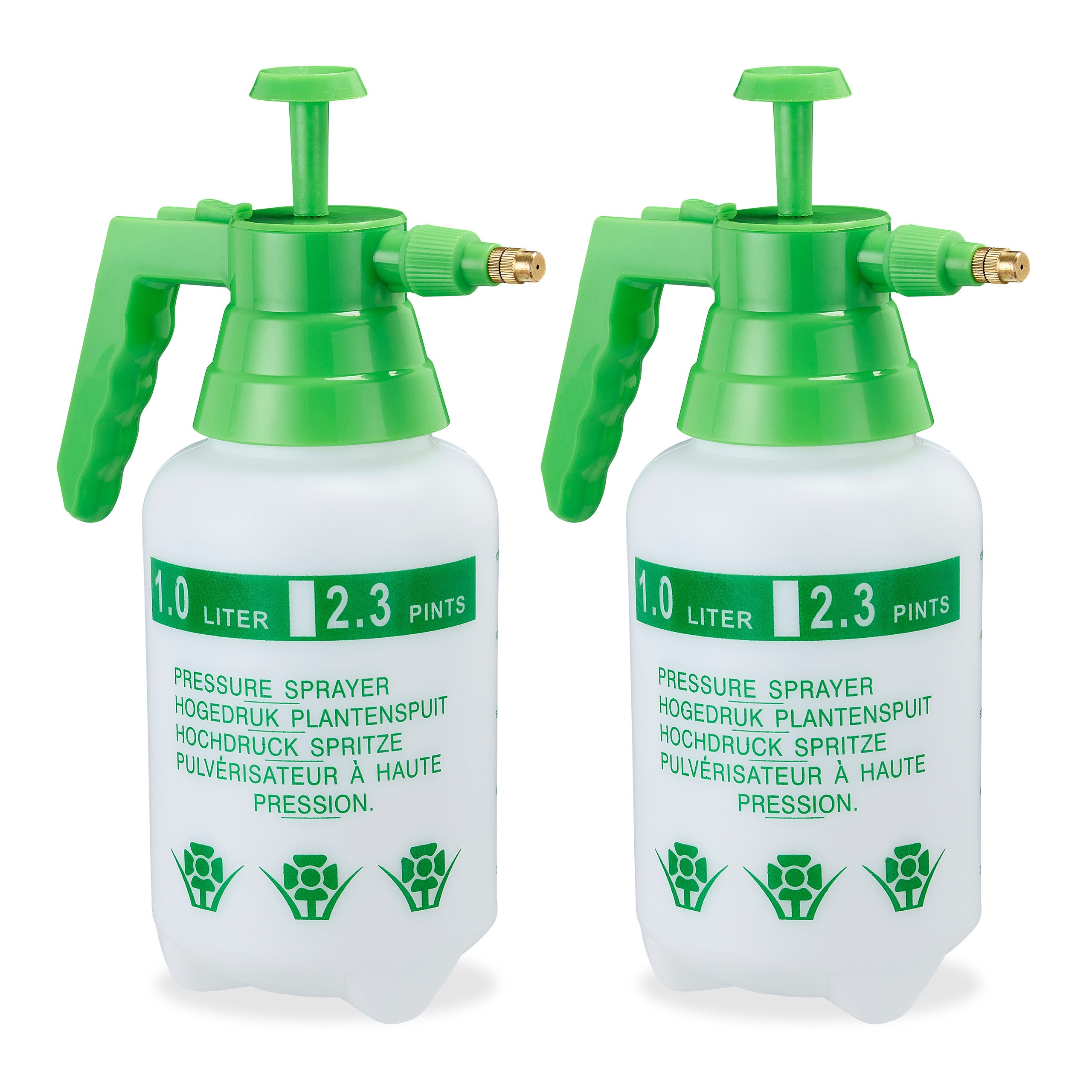 2x Pulvérisateur 1,5 litre buse réglable en laiton pour plantes jardin  produits ménagers PE, blanc/vert
