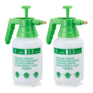 2x Spruzzatore a Pressione, Nebulizzatore, Valvola Regolabile in Ottone,  Manometro Bottiglia Pesticidi 1 L, Verde