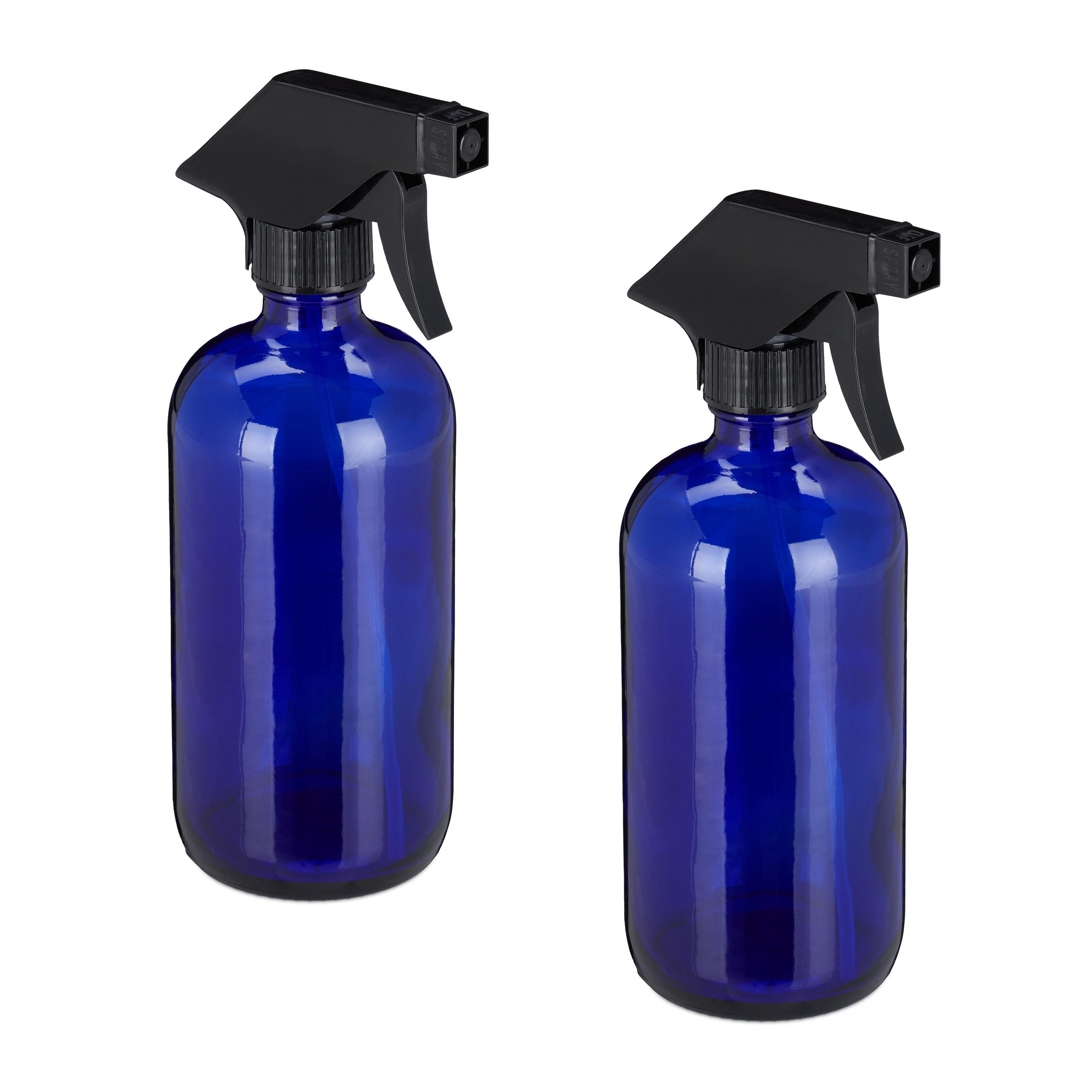 Relaxdays Spruzzino Nebulizzatore, Set 2x500 ml di Bottiglie Spray Vuote,  Vaporizzatore per Parrucchieri, Pulizia, Blu