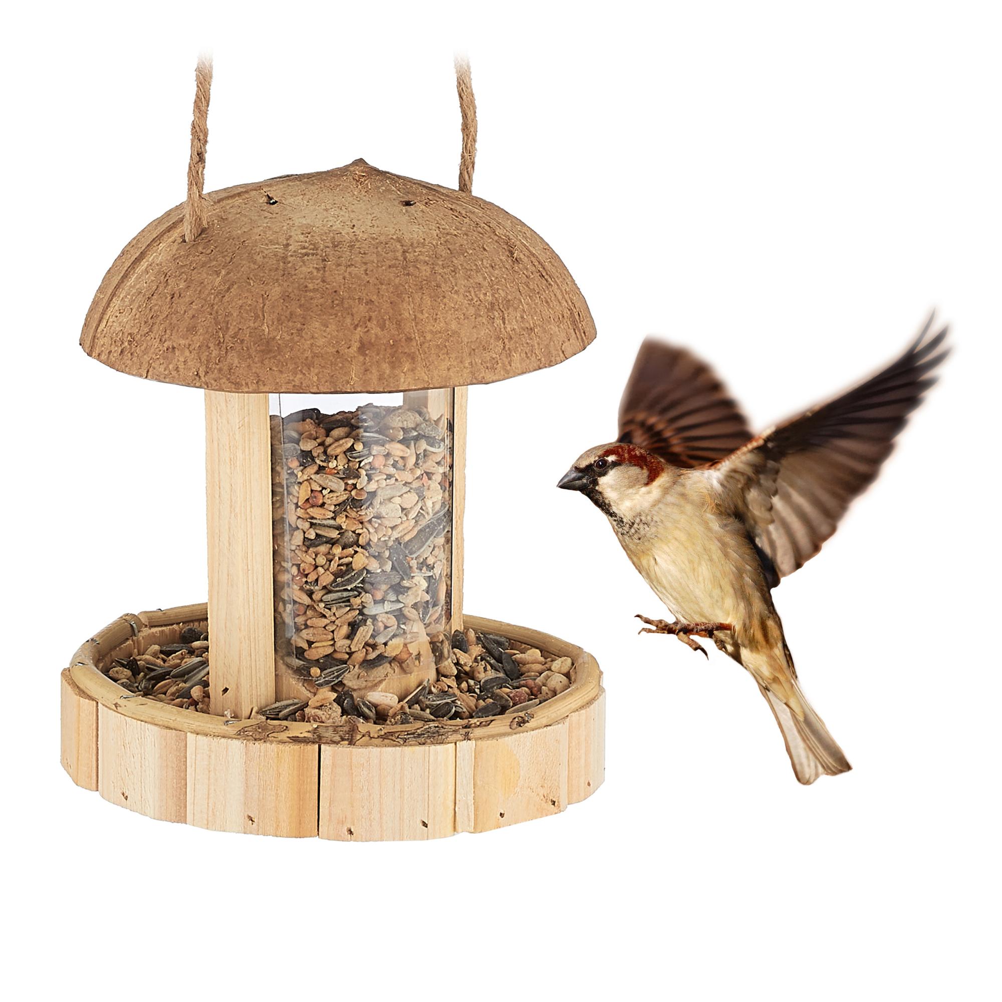 Mangiatoia Per Uccelli Relaxdays In Legno - Casetta Da Giardino Con Dispenser Mangime - Foto 10