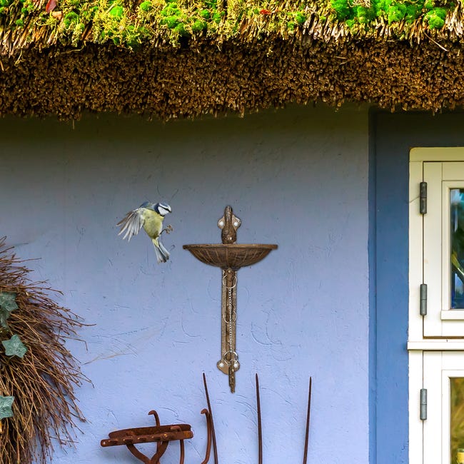 Relaxdays Abreuvoir en fonte pour mur, bain vintage , oiseaux sauvages déco  jardin HxlxP: 24x28x14cm,bronze