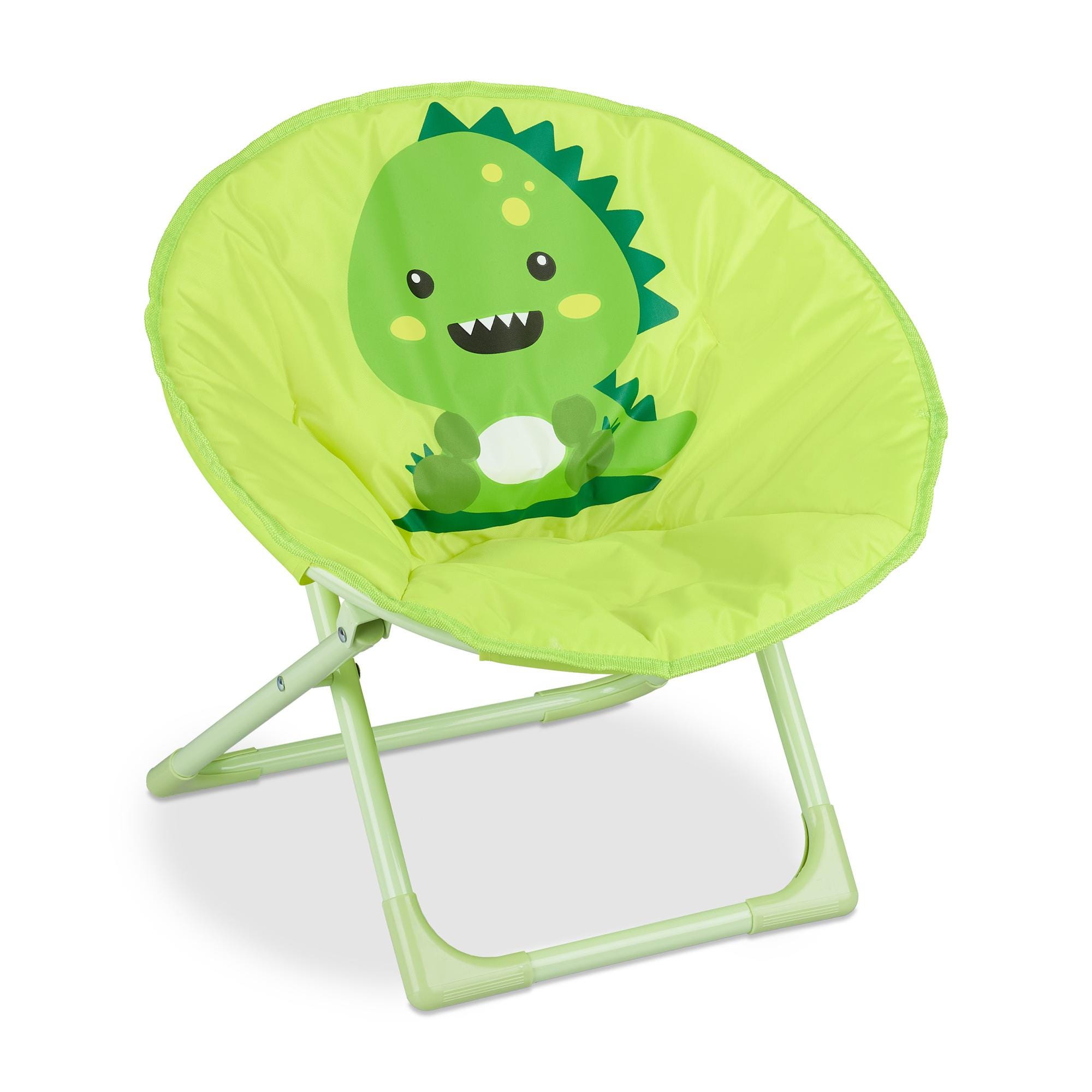 Relaxdays Moon Chair, Sedia Pieghevole Ultraleggera per Bambini e Bambine,  Interni e Esterni, Poltroncina, mostro verde