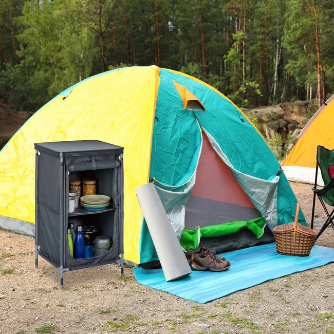 Relaxdays Armoire de camping, 2 étagères, HLP 87 x 47,5 x 47,5 cm
