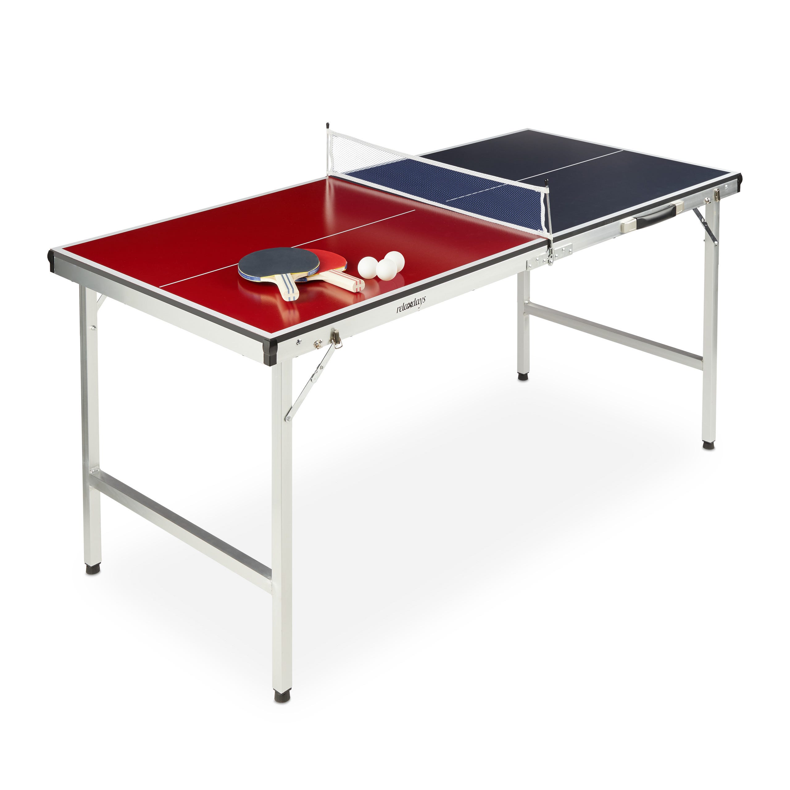 RELAX4LIFE Table de Ping-Pong Pliable avec 2 Raquettes, Table de Tennis  Portable avec 2 Balles et Filet pour Intérieur/Extérieur, Armature en Alu  et 6 Pieds Antidérapants, 152X76X76CM,Bleu