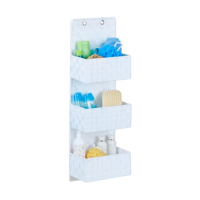 Cestino porta oggetti con da appendere a ante o cassetti organizer cucina  bagno bianco