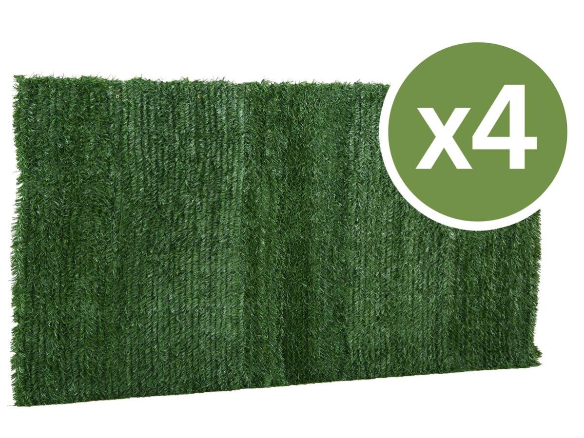Set 2 Piante Artificiali di Banano 95x113 cm in Plastica con Vasi Verde