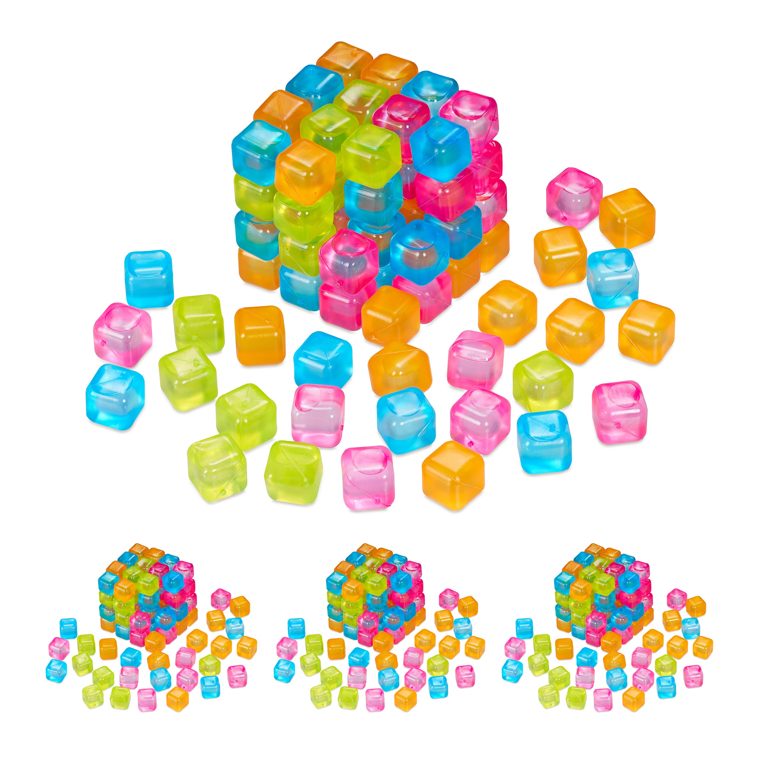 confezione da 20 Cubetti di ghiaccio multicolore riutilizzabili per raffreddare le bevande. plastica 