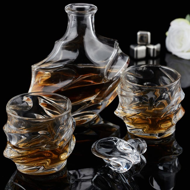 Service À Whisky, Verre, Transparent (1 carafe de 750ml + 6 verres