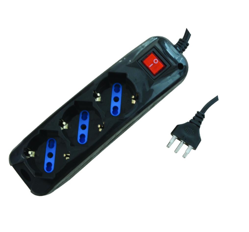 V-TAC Multipresa Elettrica Nera Con Interruttori Indipendenti - 6 Prese 10 16a Bipasso Schuko Spina 16a Ciabatta Multipresa Presa Elettrica Pe 92951342
