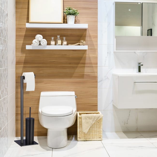 Ensemble WC sur pied - Porte-Brosse WC et rouleau de papier toilette avec  Brosse WC en silicone - Set de WC pour chaque salle A67 - Cdiscount  Bricolage