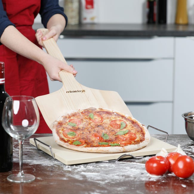 Relaxdays Pelle à pizza en bois avec poignée HxlxP: 1 x 30 x 78 cm