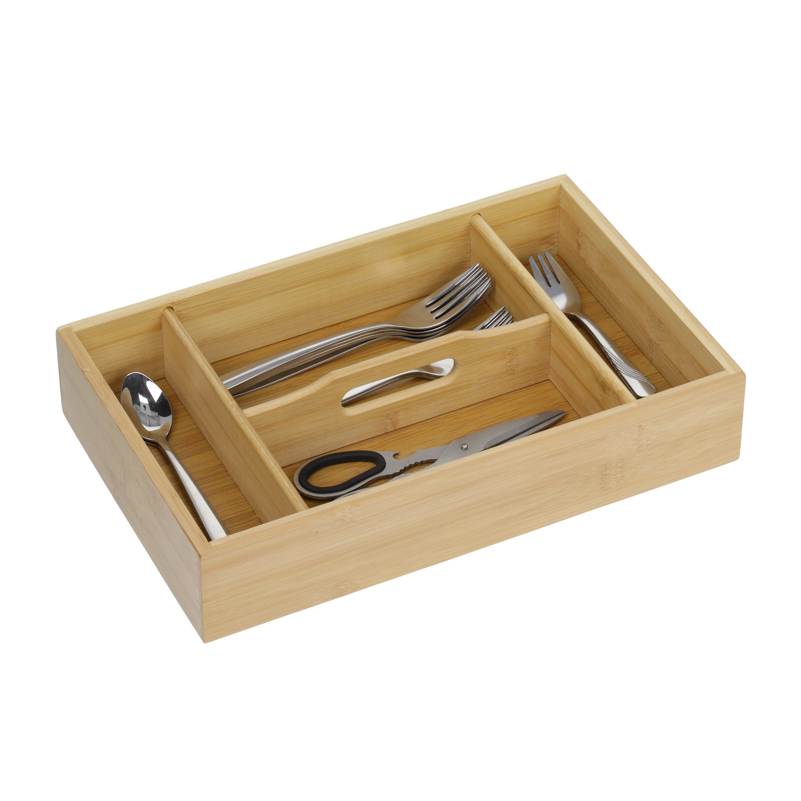 Relaxdays Portaposate da Cassetto, in Bambù, Organizer per la Cucina, 5  Scomparti Divisori, 4,5 x 25,5 x 34 cm, Naturale