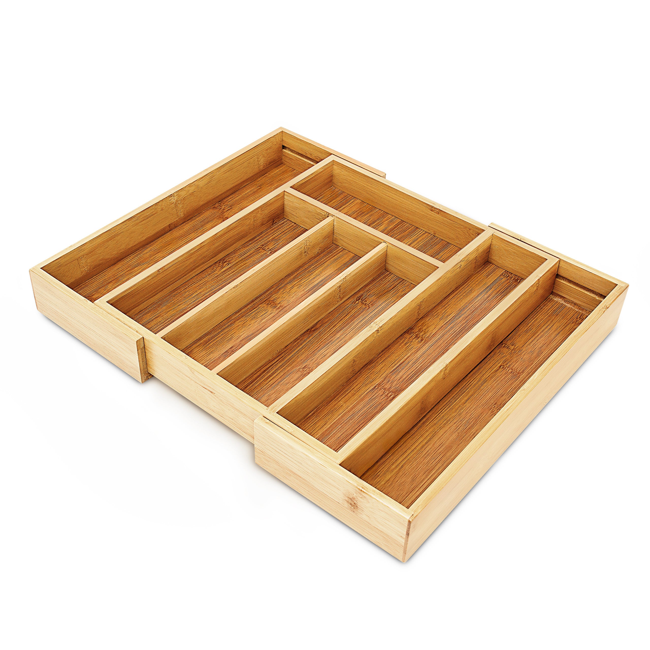 Relaxdays Portaposate Cassetto, Regolabile, Divisore Alto in Bambù, 5,5 x  39 x 35,5 cm, Organizer da Cucina, naturale