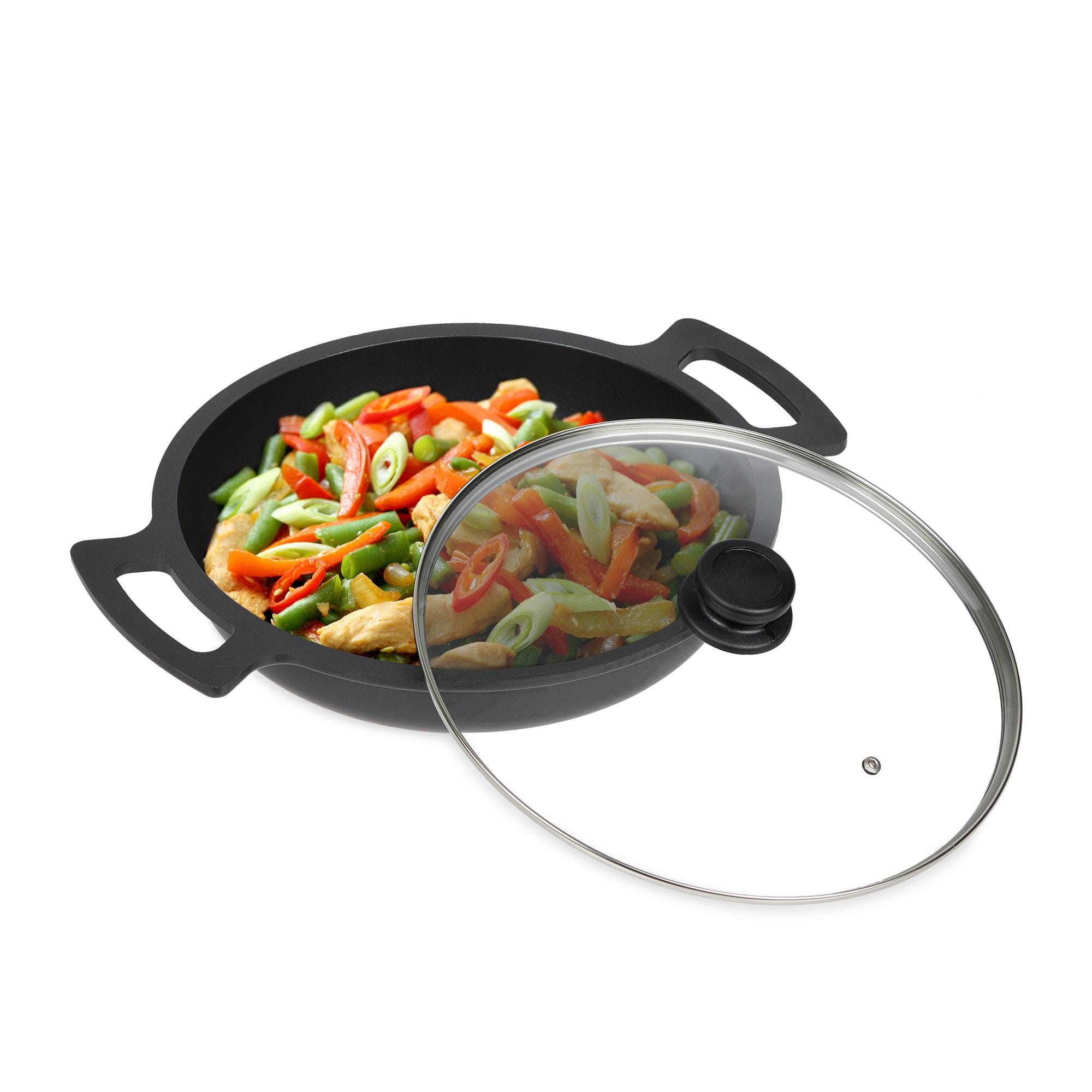 Poêle à Induction Pour Barbecue Relaxdays - 29x29cm - Revêtement Anti-adhésif - Poignée Pliable