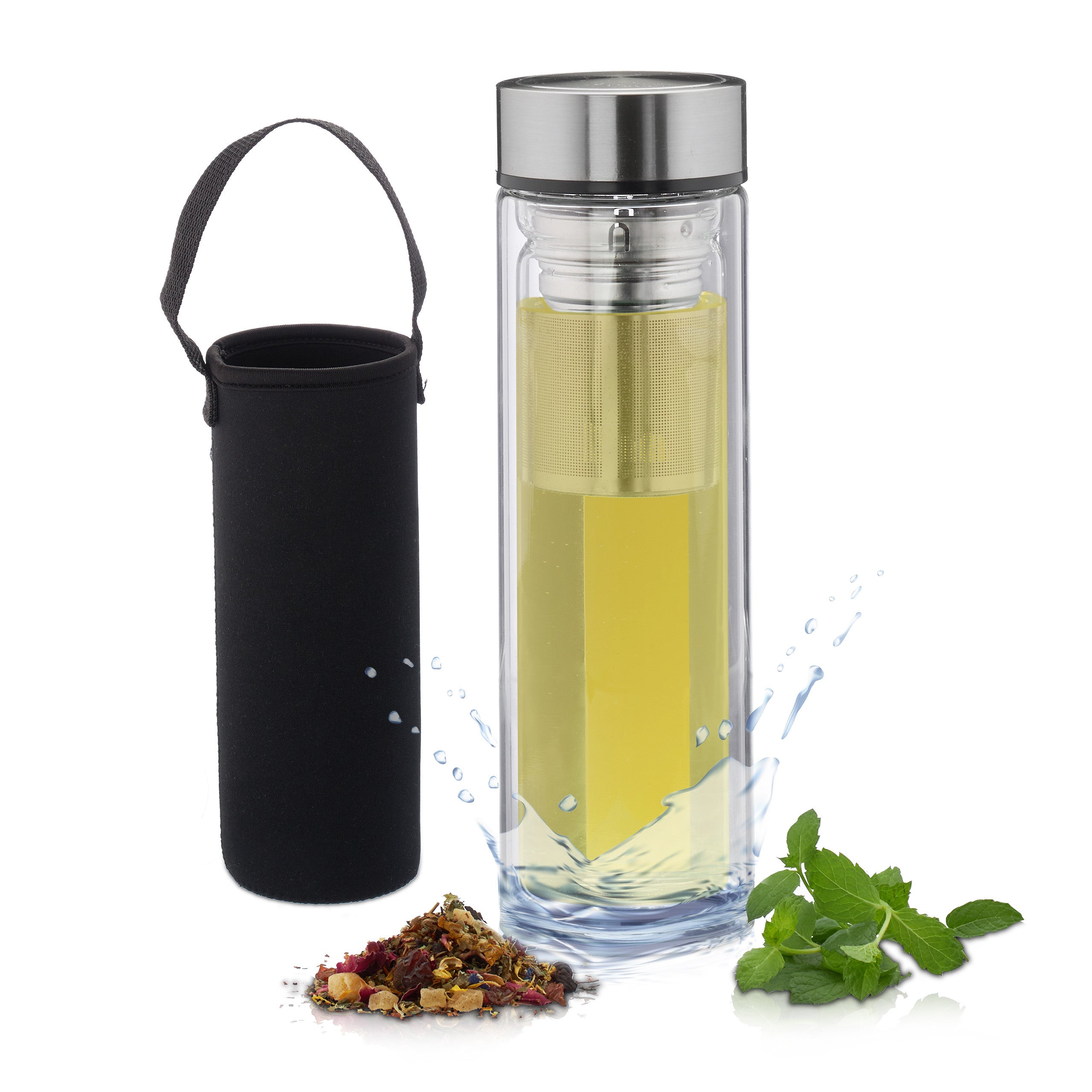 Bouteille Infuseur à thé en verre 420ml | Jaune