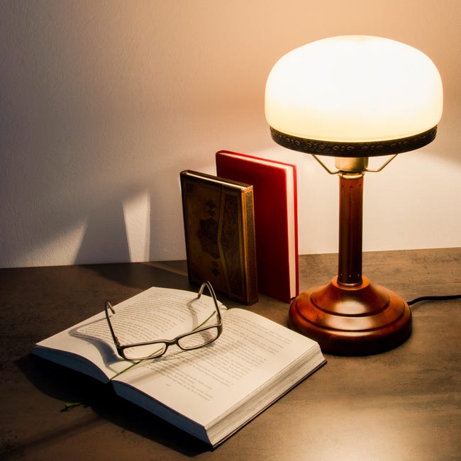 Lampe de bureau vintage en métal beige