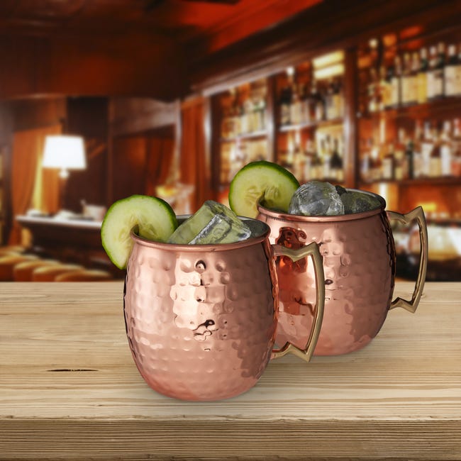 Relaxdays Set Moscow Mule, 2 Bicchieri in Acciaio, Tazze per