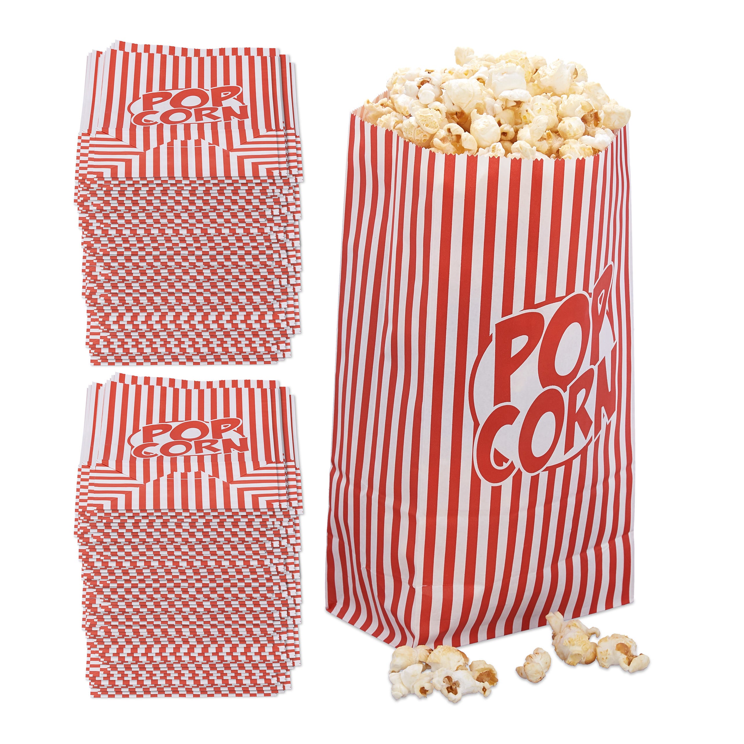 288x Sacchetti Pop Corn, Set da 288 Buste per Popcorn in Carta, Contenitore  Box Porta Caramelle, Rosso-Bianco
