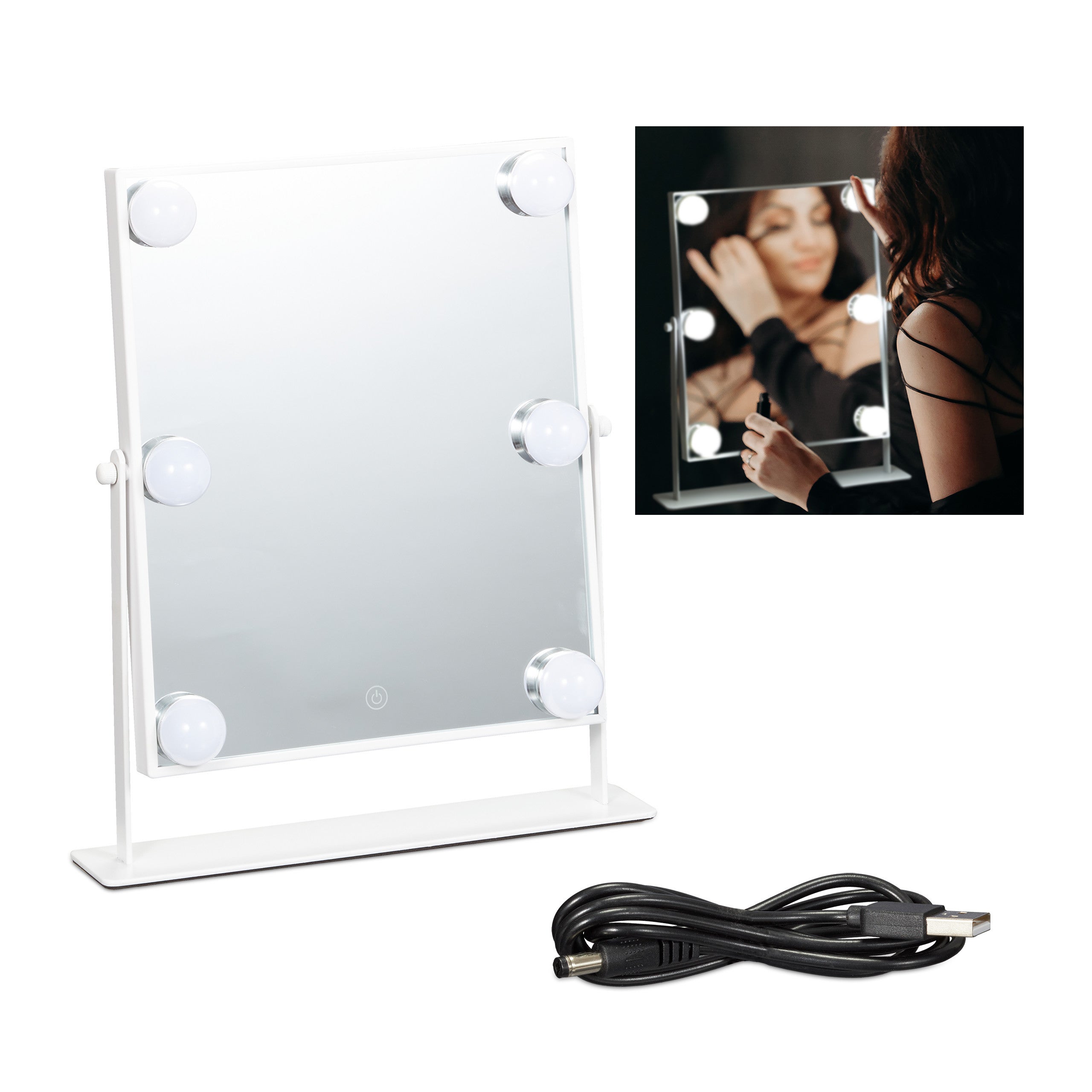 Touch Screen Intelligente Specchio da Trucco con 15 Lampadine a LED Dimmerabili 3 modalità di Illuminazione a Colori Headerbs Specchio per Il Trucco Hollywood Ingrandimento 10X EU 