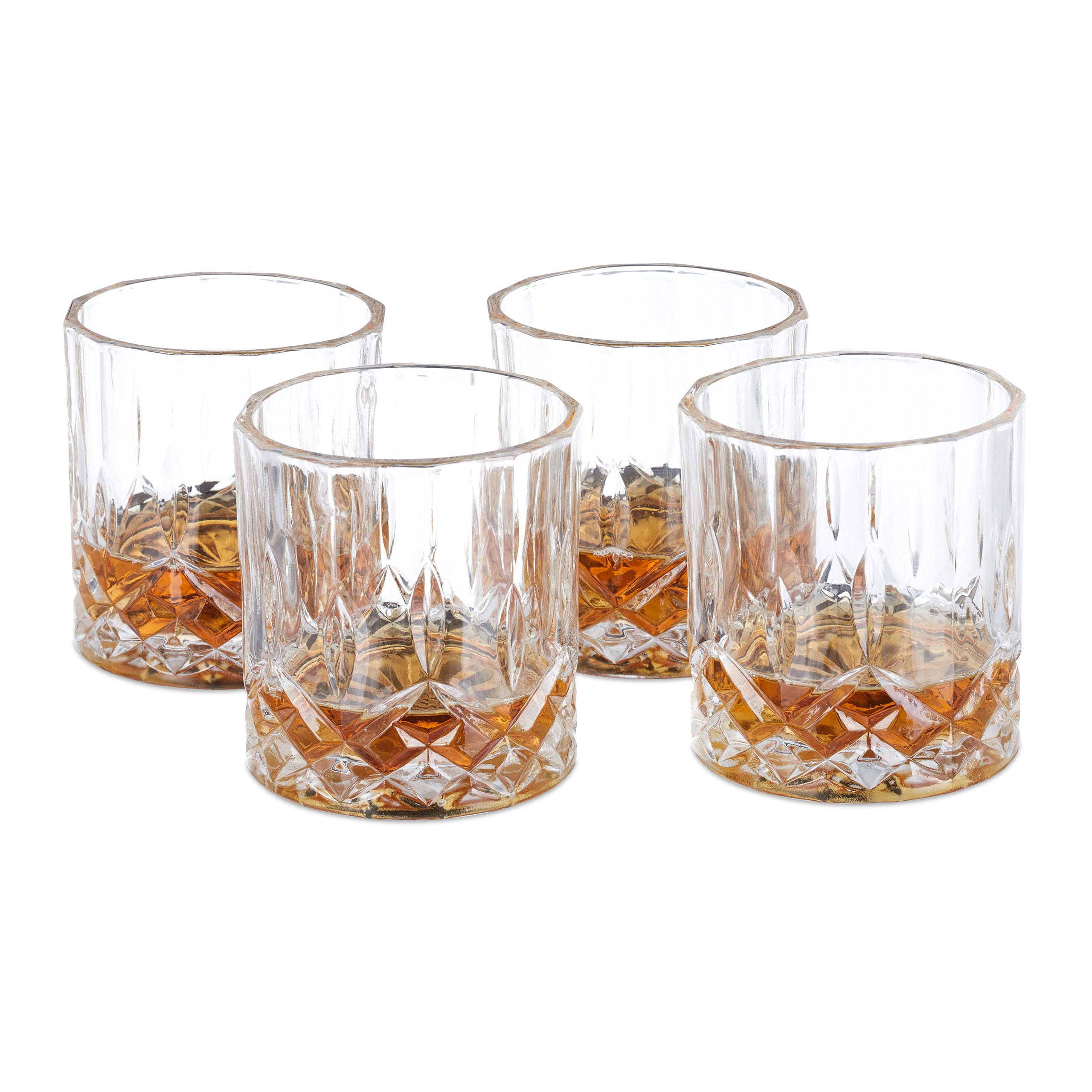 Relaxdays Bicchieri da Whisky Set da 4, 250 ml, in Cristallo, Decorativi,  per la Vetrina e Angolo Bar, Trasparenti