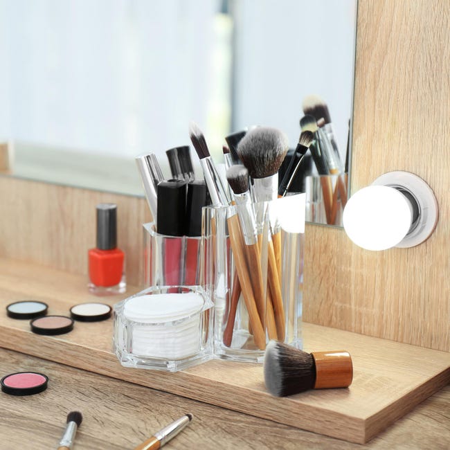 Relaxdays Porte-pinceaux pour maquillage organiseur cosmétique porte-brosse  3 pièces acrylique, transparent