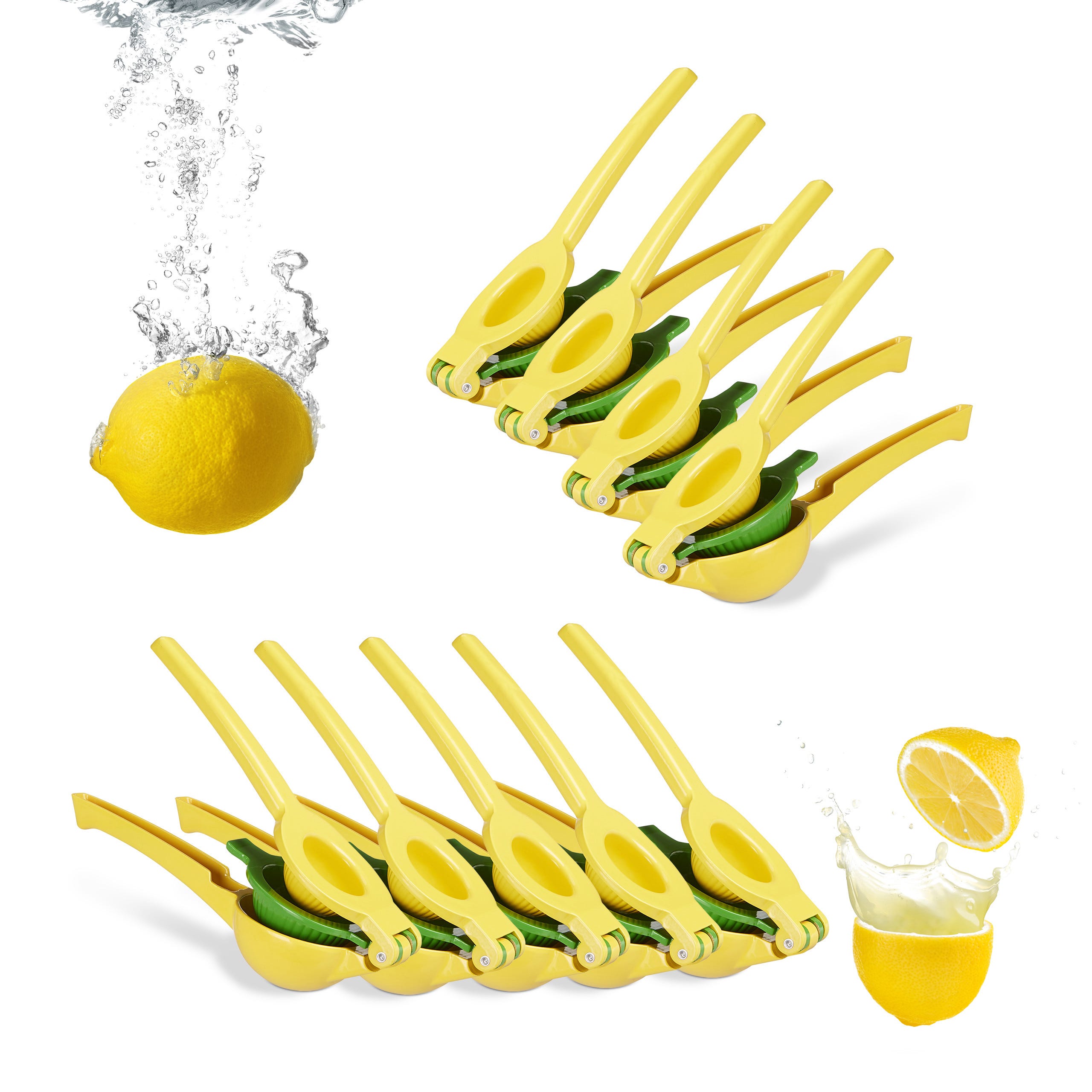 Presse citron manuel, lot de 10, presse agrumes 2 en 1 pour citron et citron  vert, Bar HxlxP: 5,5 x 7,5 x 22 cm, jaune