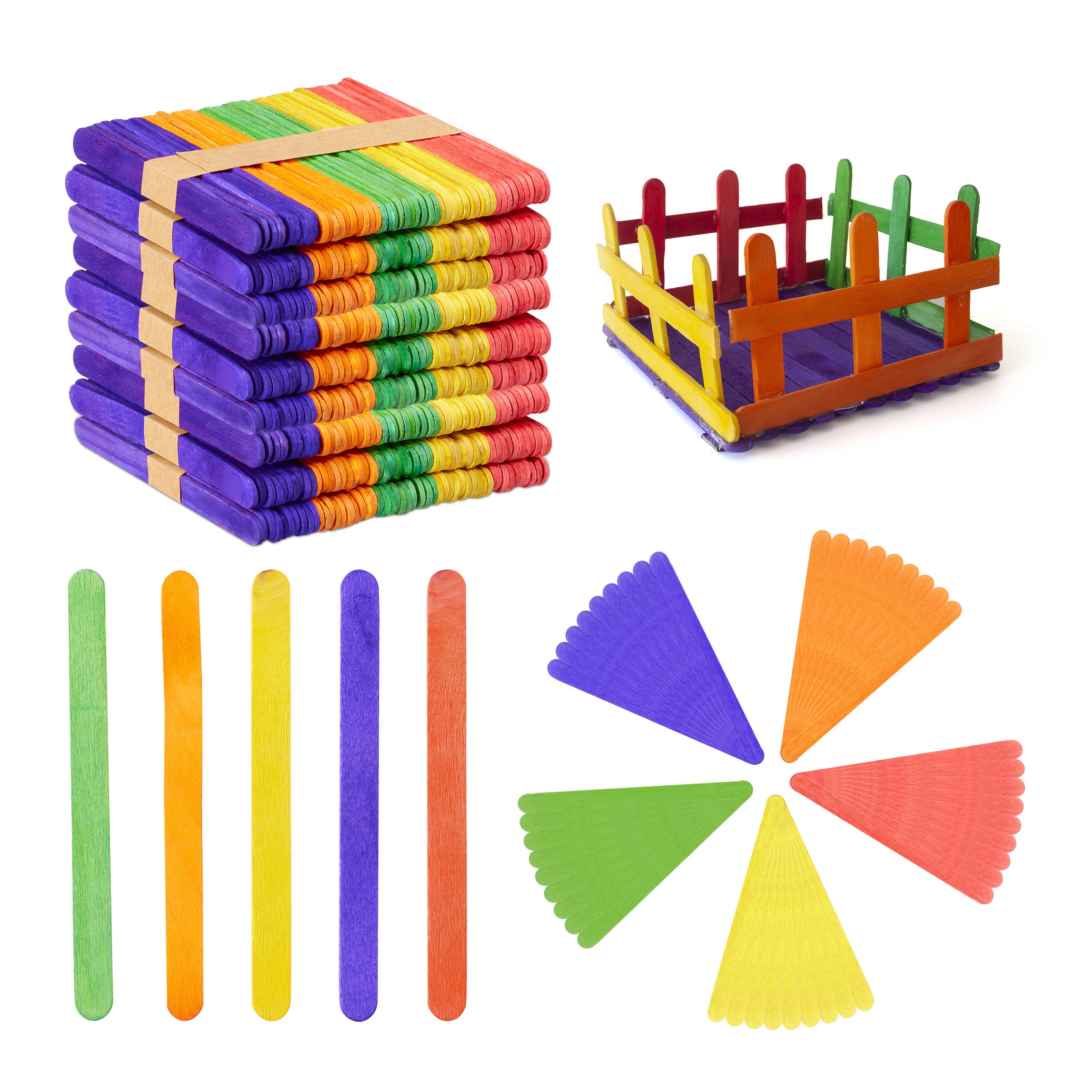 Relaxdays Bastoncini di Legno Colorati, Set da 500, Legnetti per DIY e Fai  da Te, Decorazione, Bambini, 11,5x1, colorati
