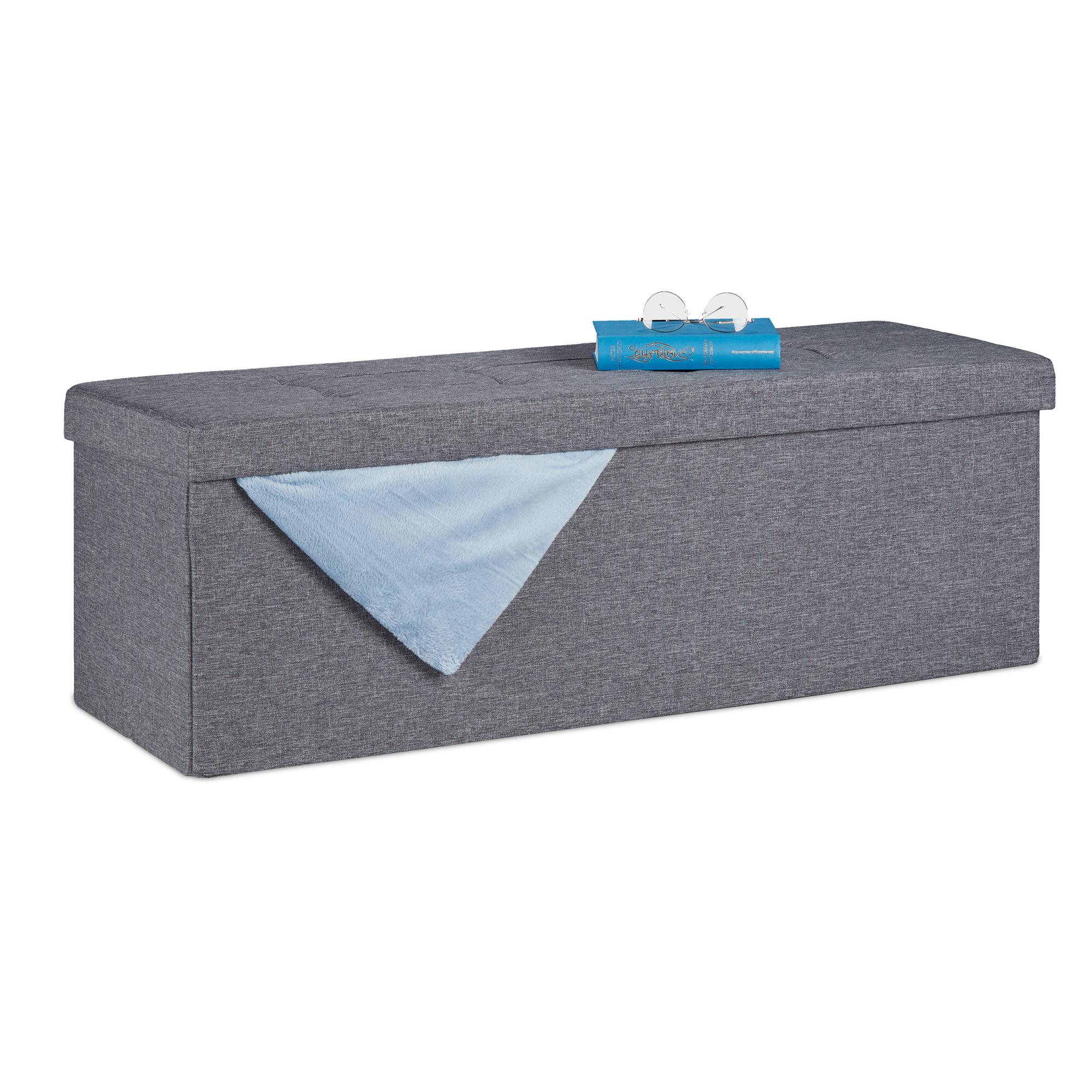 Panca Contenitore Con 4 Cassetti, Pieghevole, Ingresso O Hlp 39x60x38 Cm Porta Giochi Grigio Relaxdays 84665161