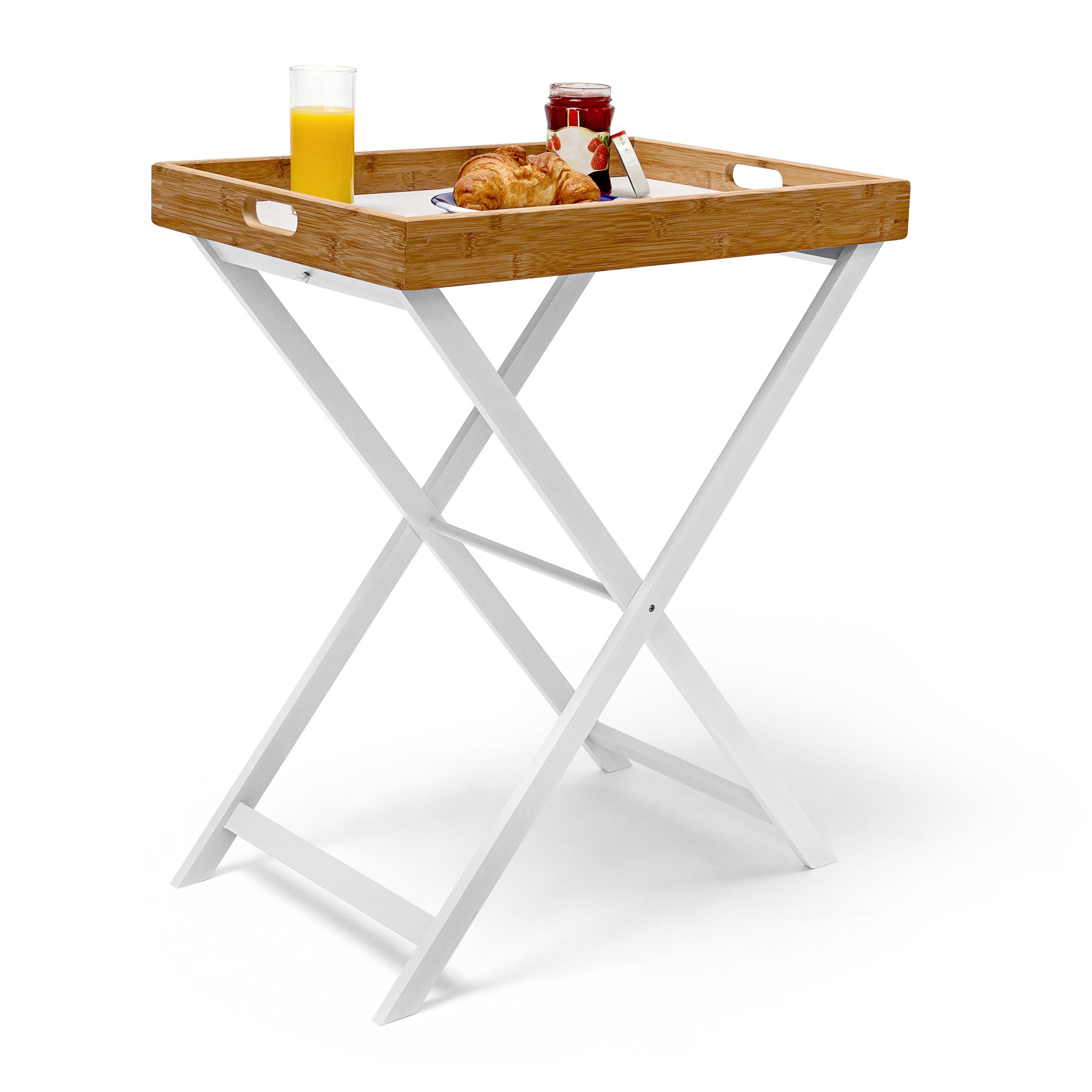 Table Basse Lyon Table d'Appoint Pliable Sellette Bout de Canapé en Rondins  de Bambou Couleur Naturelle 43x63x76cm - L'Héritier du Temps