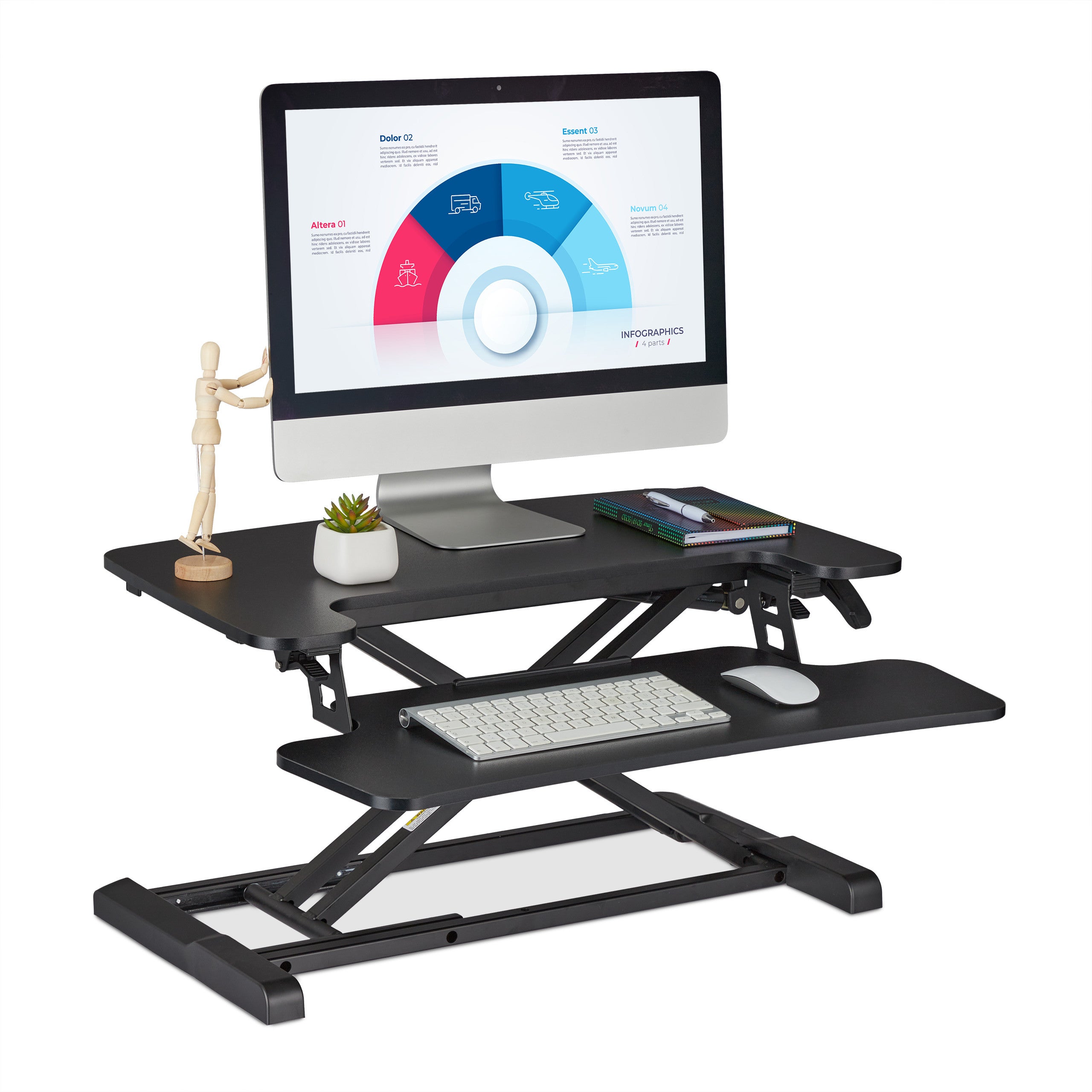 con ripiano per tastiera Basics Supporto per convertire una scrivania in uno standing desk regolabile in altezza 