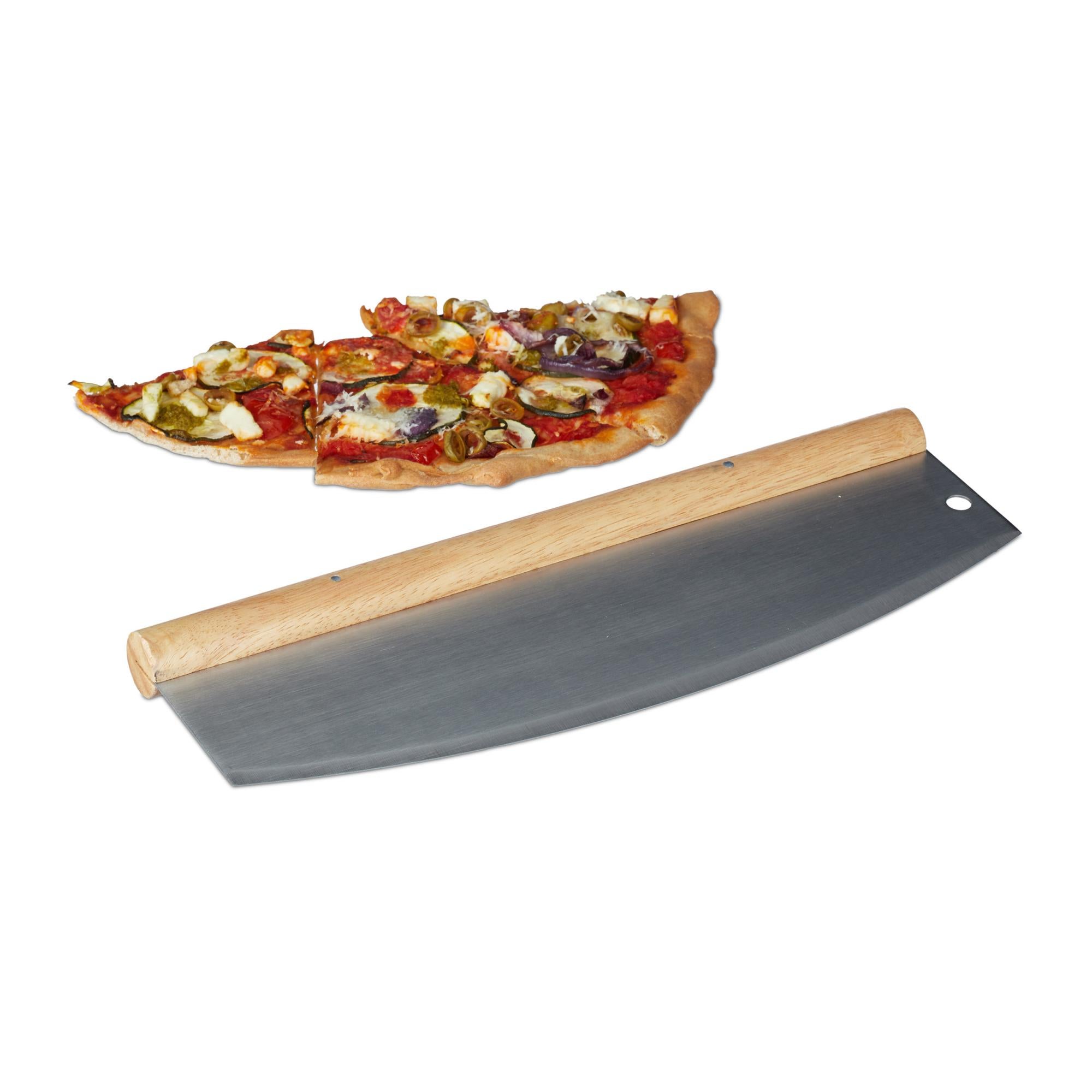Mezzaluna Tagliapizza Blumtal - Coltello Professionale 35cm Acciaio Inox Con Manico Legno - Foto 11