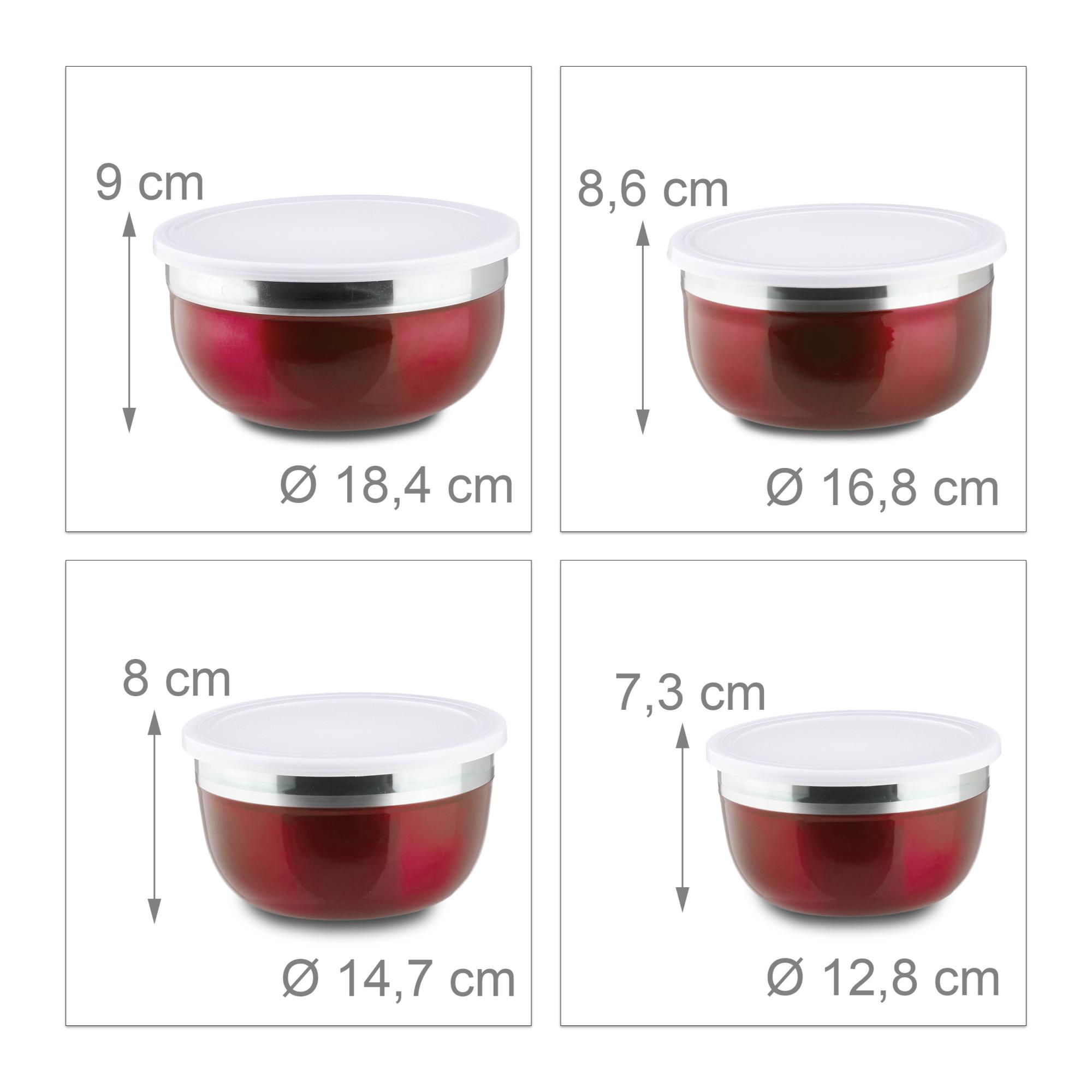 4 pz Campeggio HLP: 9 x 18,4 x 18,4 cm Relaxdays 10020833_45 Set di Ciotole con Coperchio in Acciaio Inox Diverse Misure Blu 