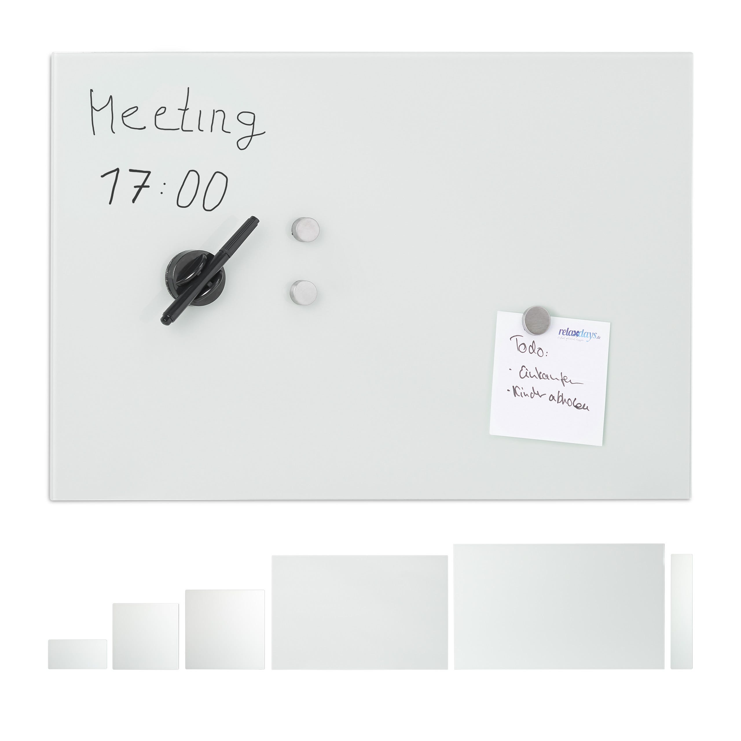 Relaxdays Tableau mémo magnétique, Verre Protecteur, Panneau Pense-bête, 3  aimants, 60 x 40 cm, blanc
