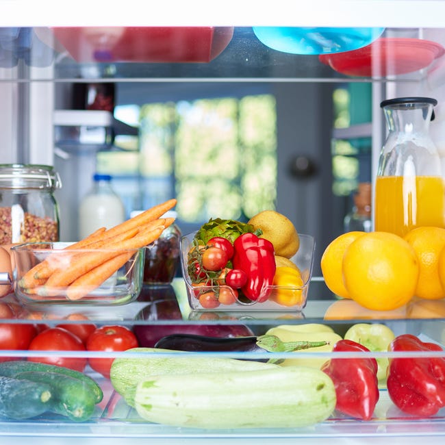 Relaxdays Rangement frigo, organisateur cuisine, aliments, HLP 10 x 16 x 35  cm, boîte avec poignée, bac, transparent