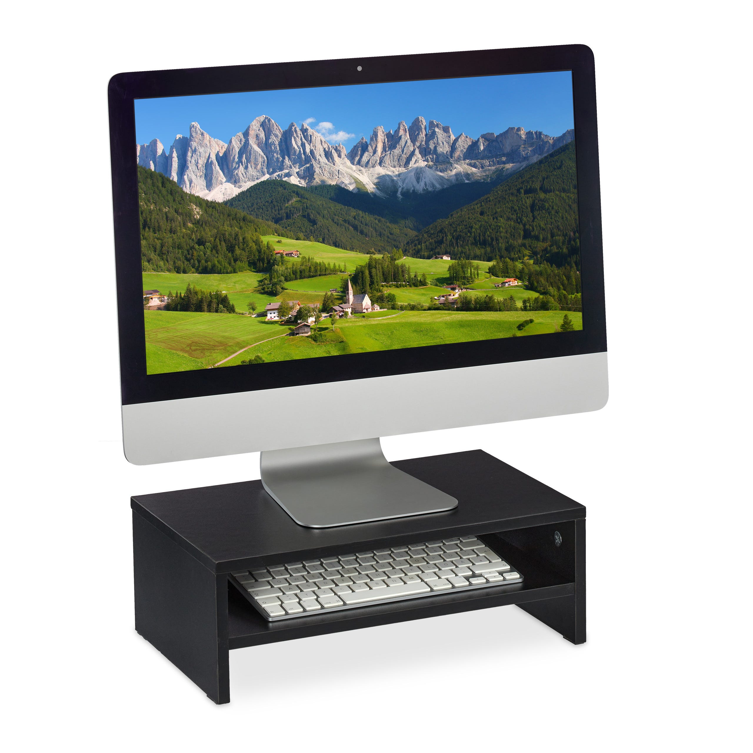 Relaxdays Support Moniteur, rehausseur écran avec tiroir, HlP: 14 x 40 x  23,5 cm, bureau, table de travail