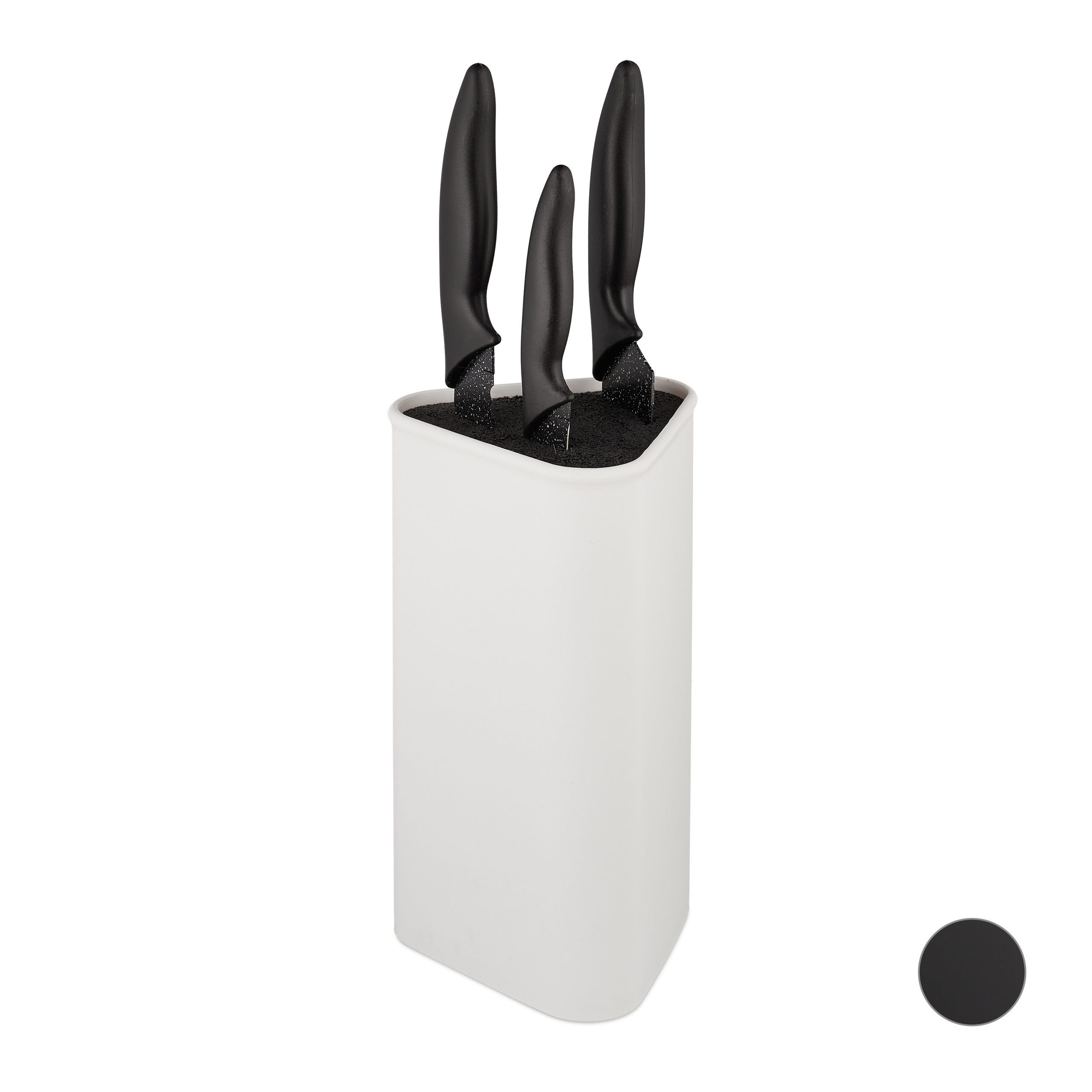 Relaxdays Rangement couteaux, avec insert en tiges plastiques, non garni, H  x L x P 22,5 x 13,5 x 12,5 cm, blanc