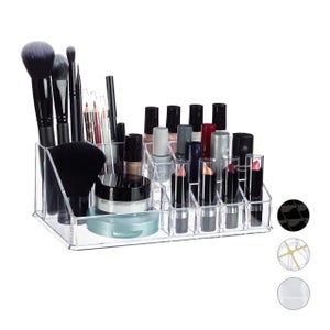 display4top Organisateur Maquillage Acrylique Boîte à Bijoux Transparent  Rangement de Maquillage Pinceaux 4 Tiers Tiroirs (Clear)