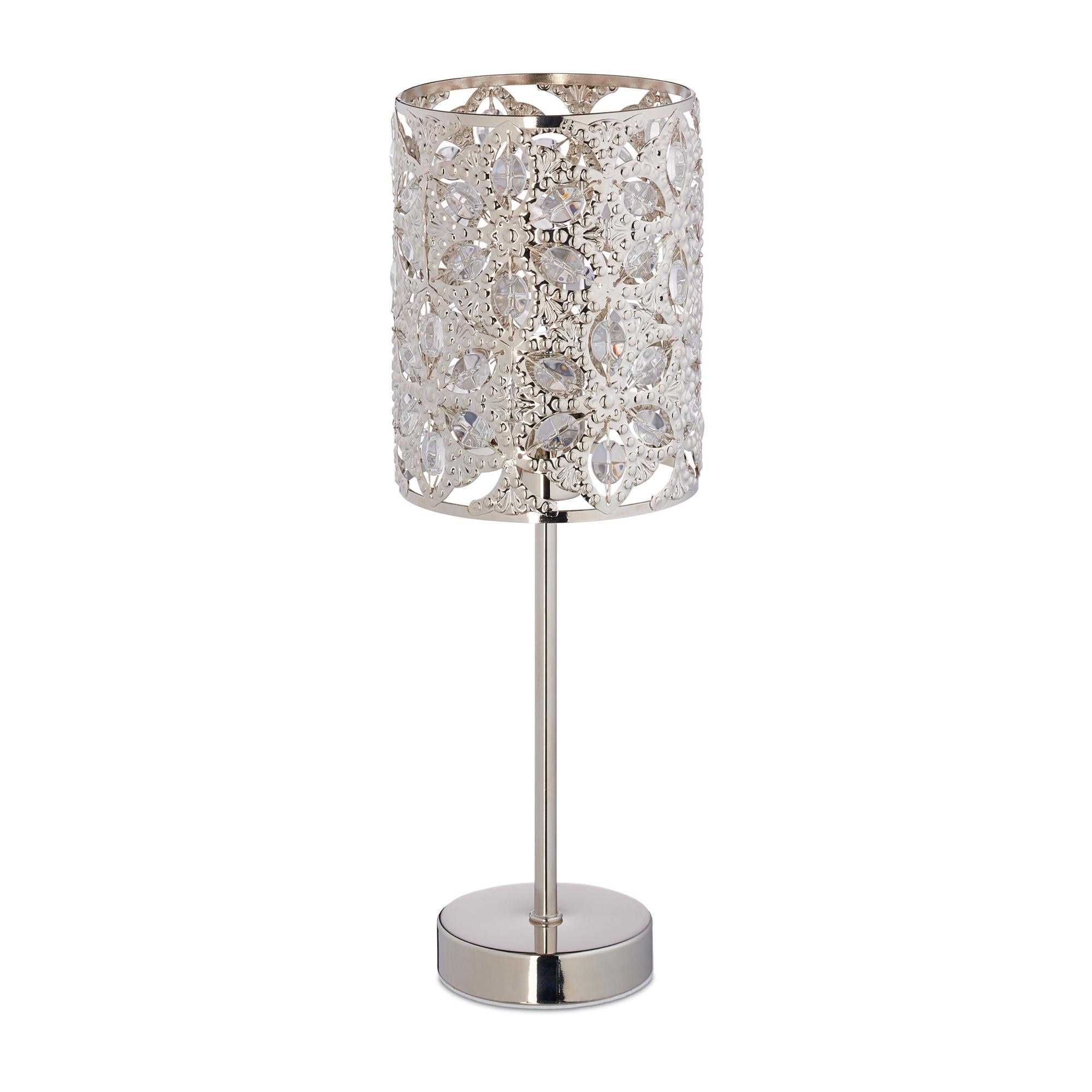 Lampada Da Tavolo 14x25 Cm In Metallo Bianco Con Paralume Silver - Foto 4