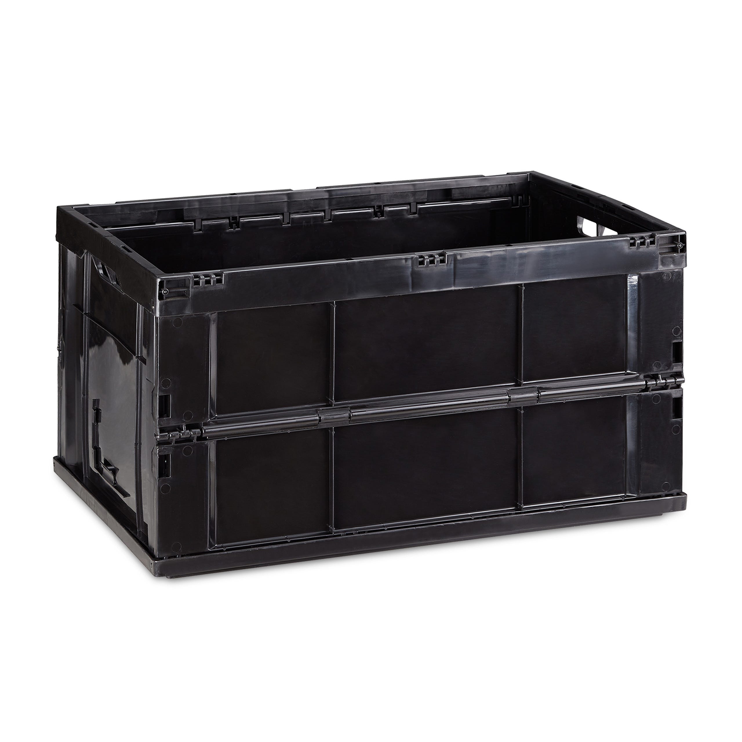 Boîte pliable couvercle, lot de 5, caisse de rangement, plastique, coffre  transport 60 litres 31,5 x 58,5 x 40 cm, noir