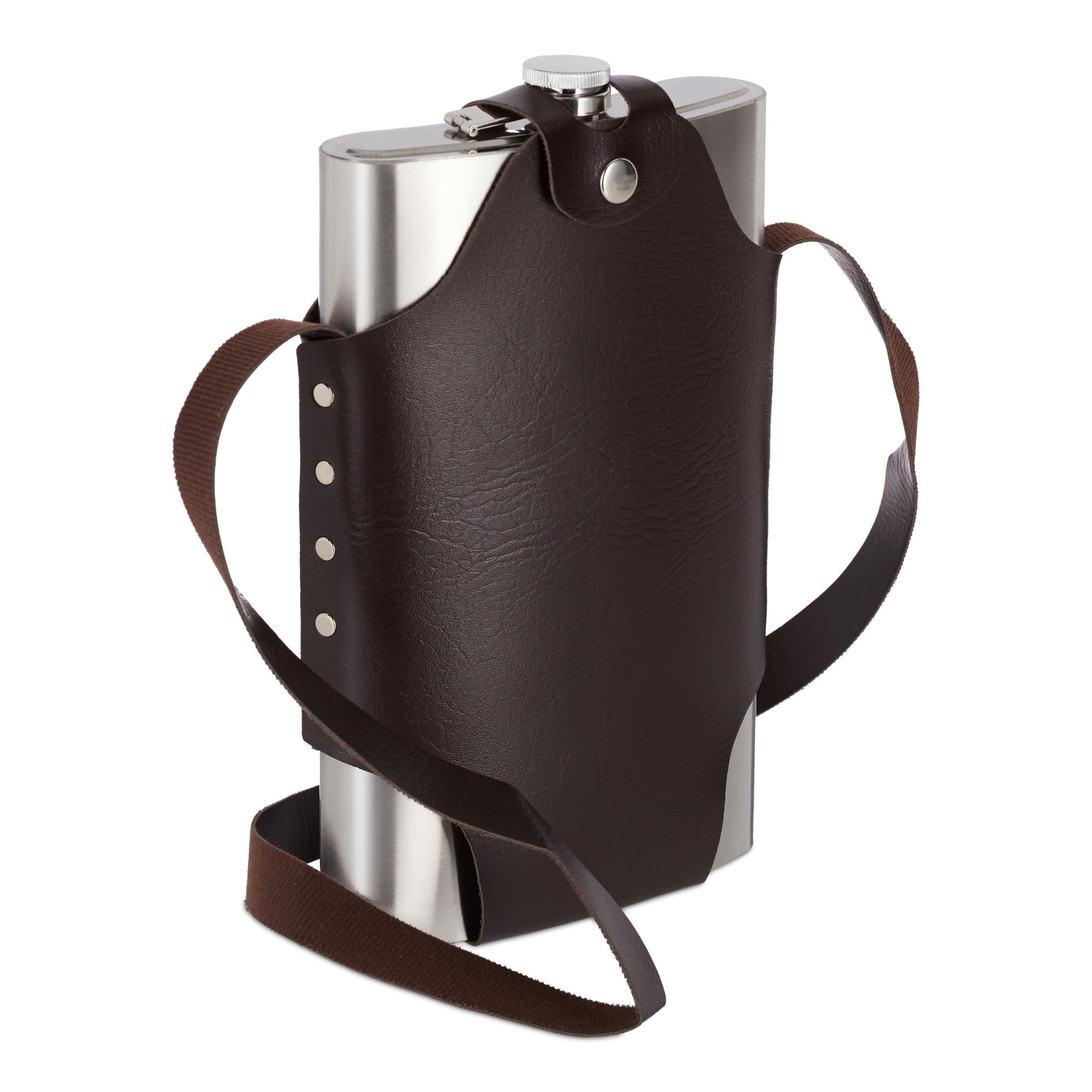 Relaxdays Set 2 Fiaschette In Acciaio – 1,8 Litri + 200 Ml, Design Classico, Argento - 4
