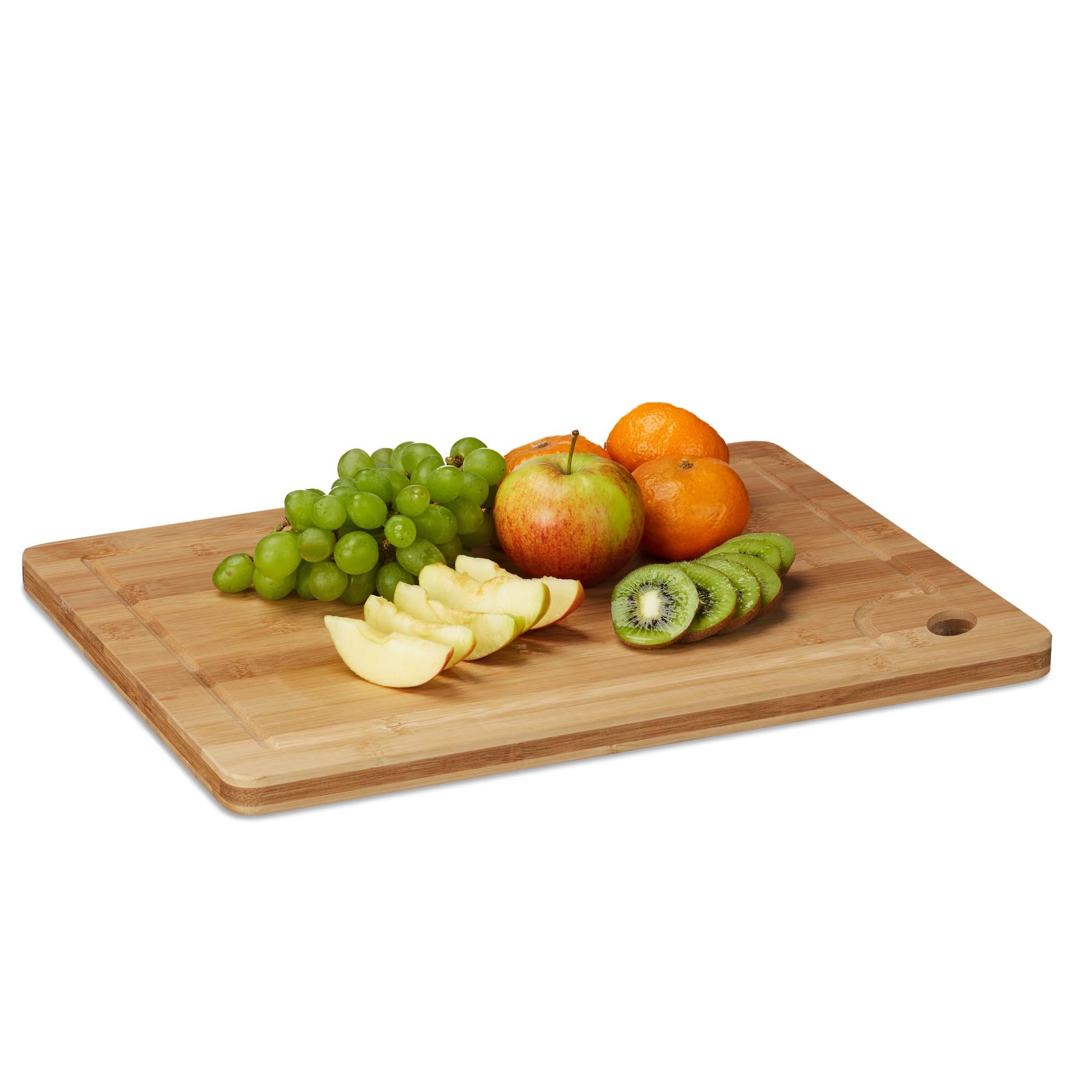 Tagliere In Bambù Massiccio 40x30x3,5 Cm Con Scanalatura, 2 In 1: Tagliere E Vassoio