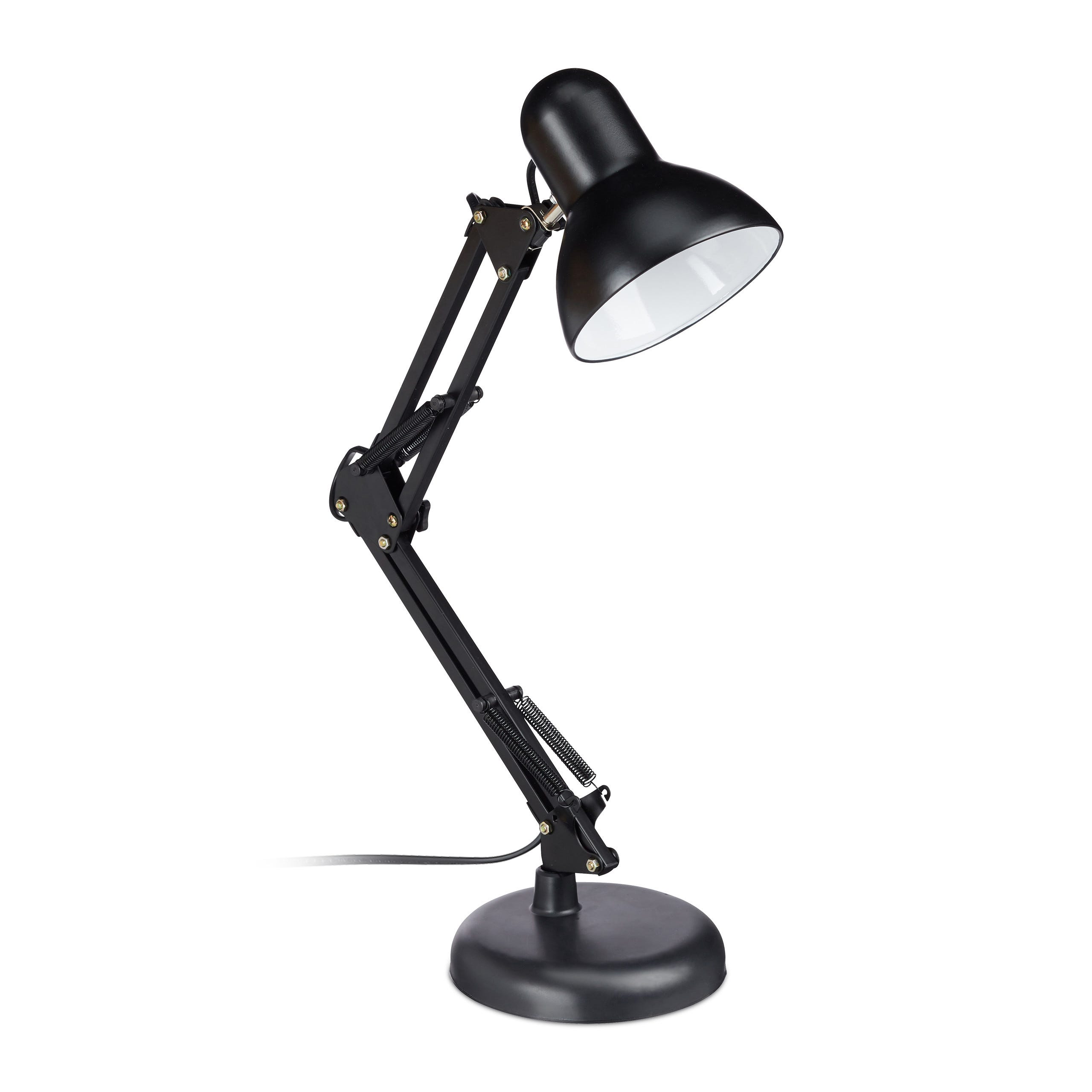 Relaxdays Lampe bureau retro, bras articulé flexible,Veilleuse lecture  Bureau, métal, E27, HlP: 50x27x15 cm, noire