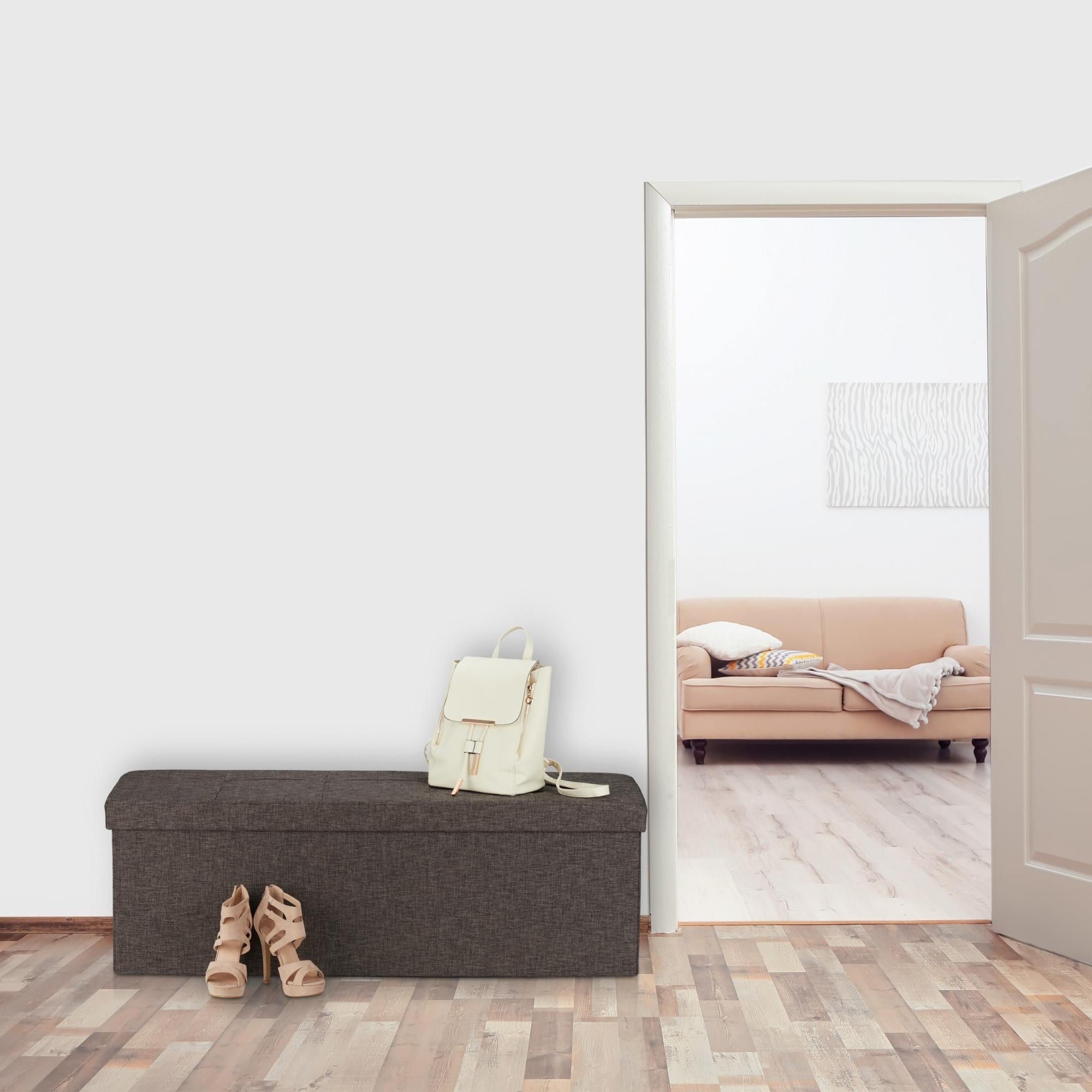 Relaxdays Panca Contenitore con 6 Cassetti, Pieghevole, Ingresso o Camera Letto, HLP: 39x76x38 cm, Porta Giochi, Grigio